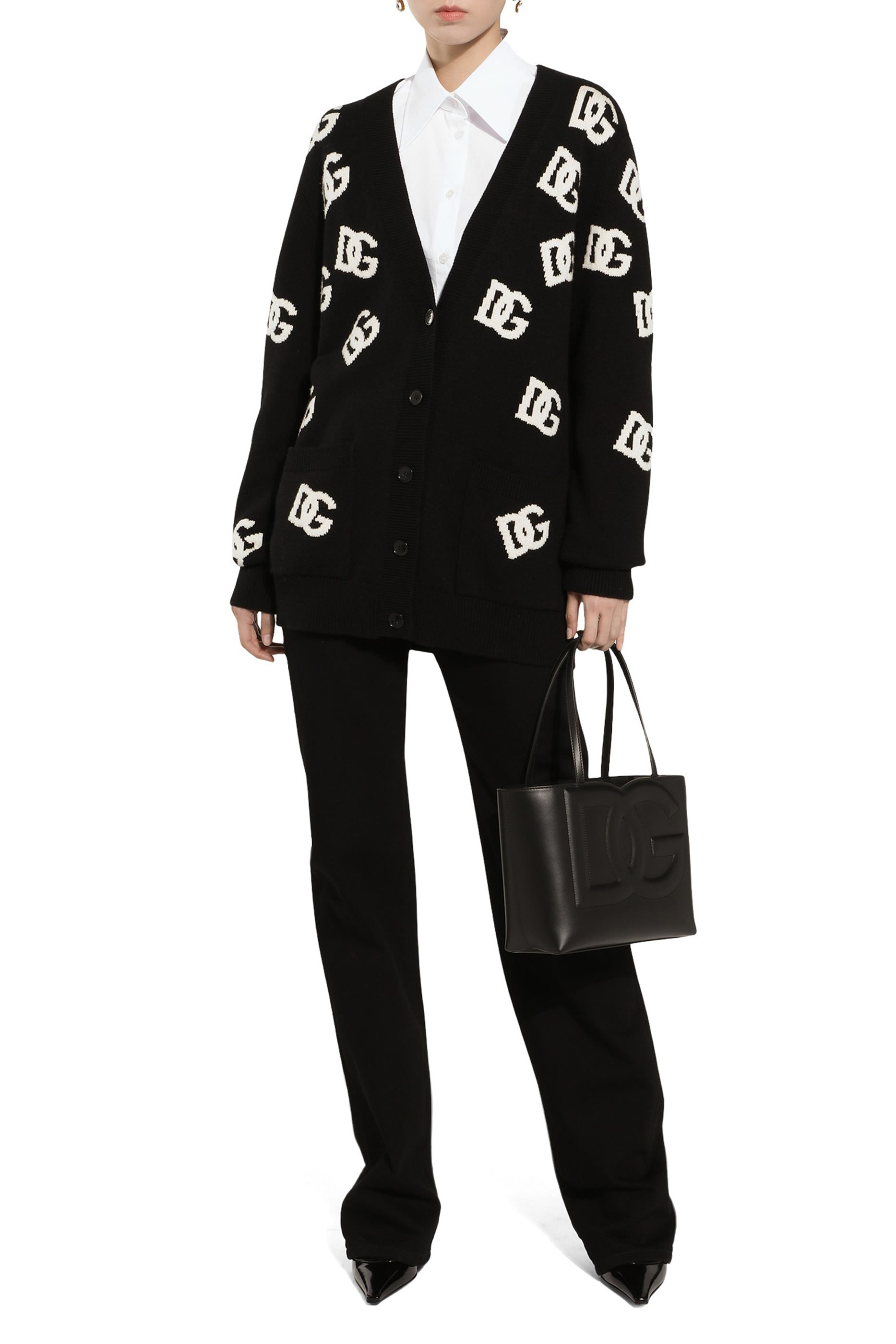 كارديغان صوف بتطريز شعار الماركة