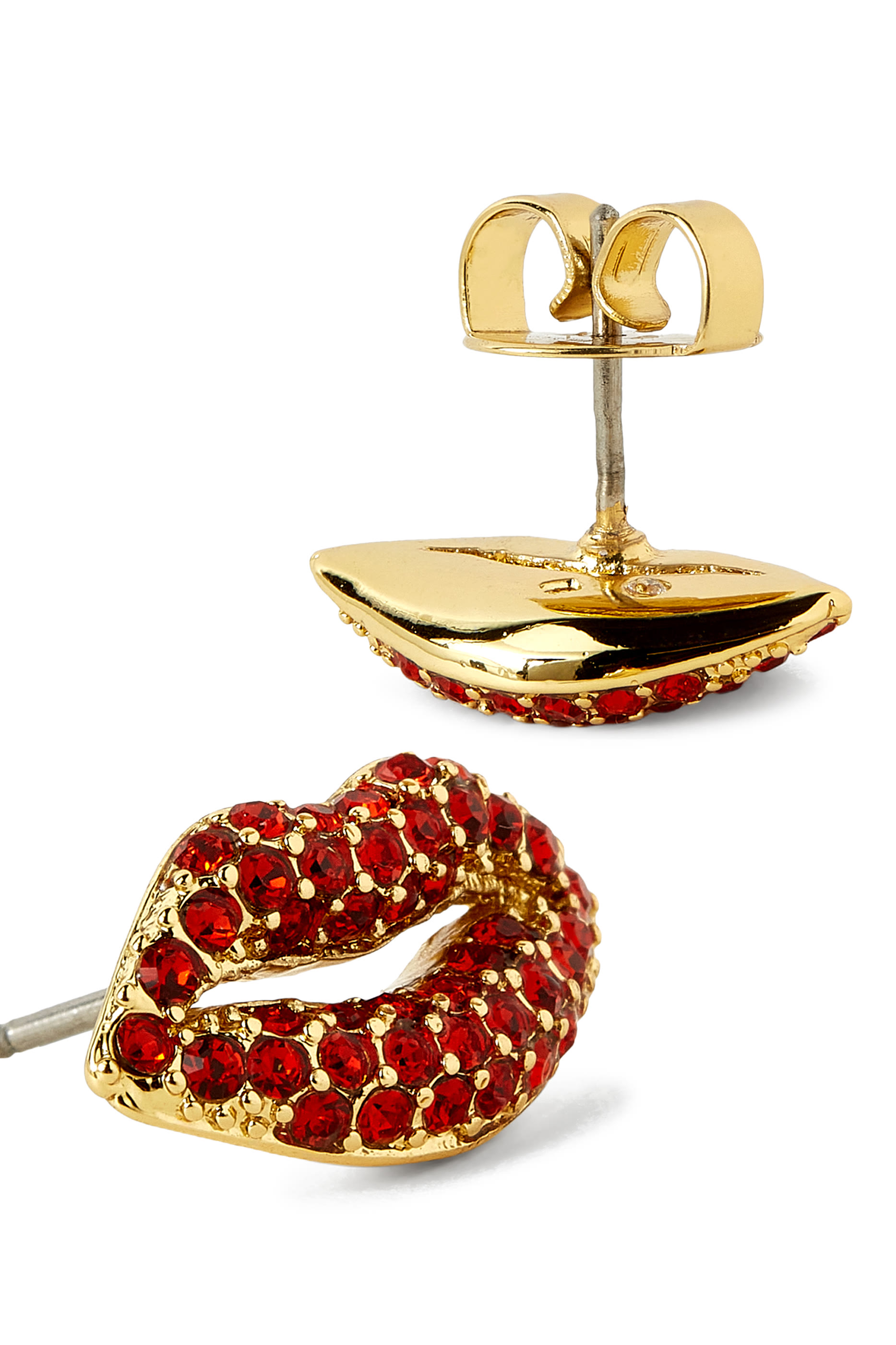 أقراط هيت ذا تاون بتصميم شفاه مرصعة بأحجار زركونيا مكعبة، معدن مطلي