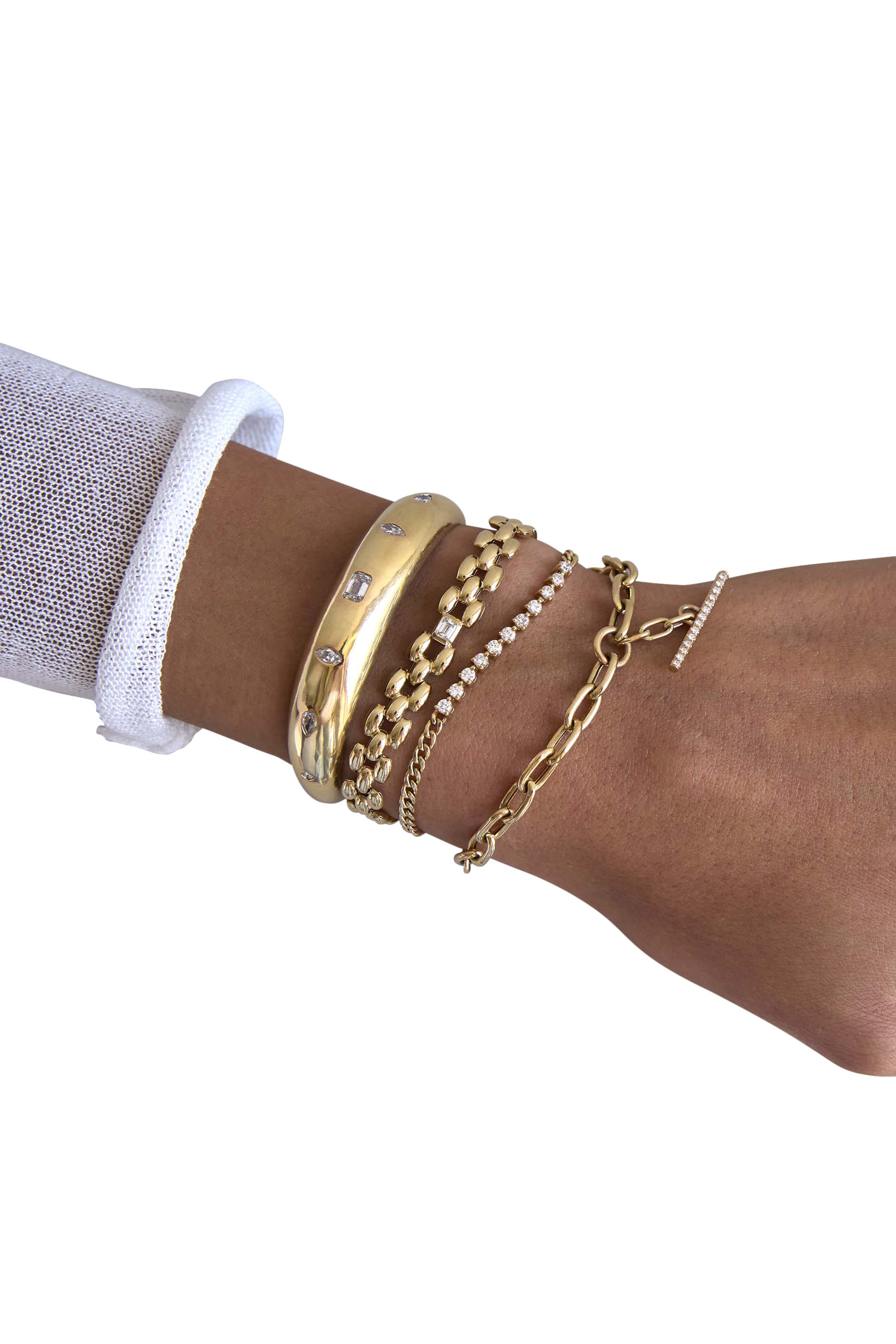 سوار صغير بتصميم سلسلة كيرب، ذهب أصفر عيار 14