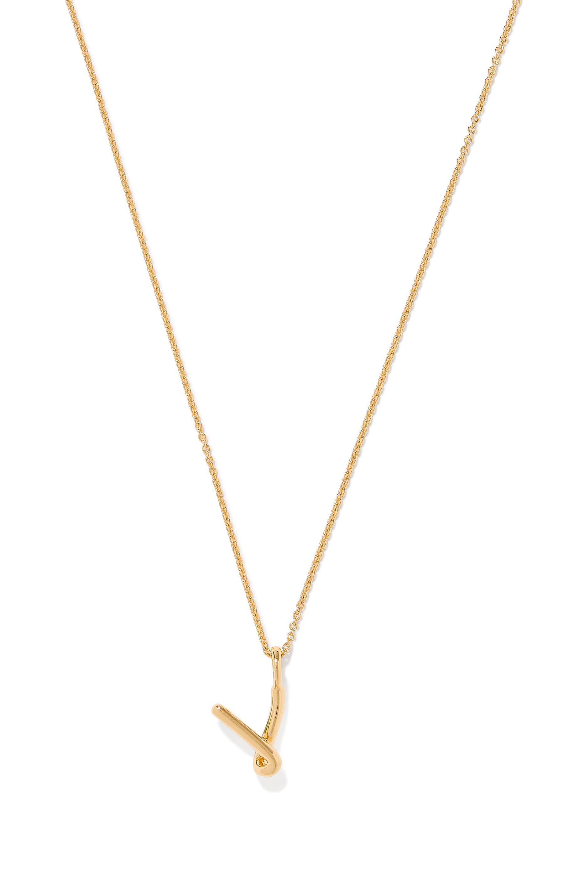 قلادة مولتن صغيرة بدلاية بتصميم حرف V مقوس، فضة إسترلينية معاد تدويرها مطلية بذهب أصفر معاد تدويره عيار 18