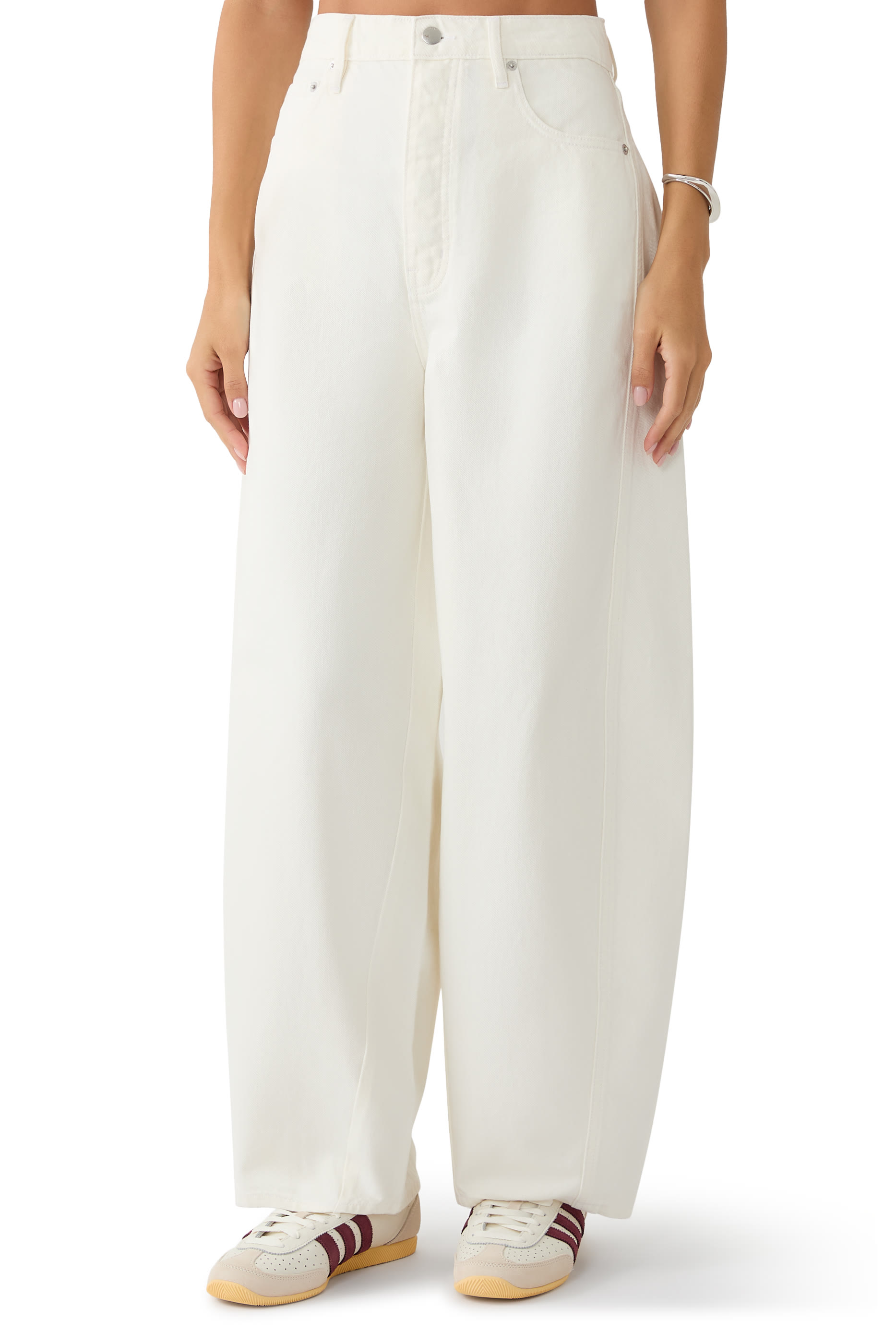 بنطال جينز بالون بخصر متوسط الارتفاع