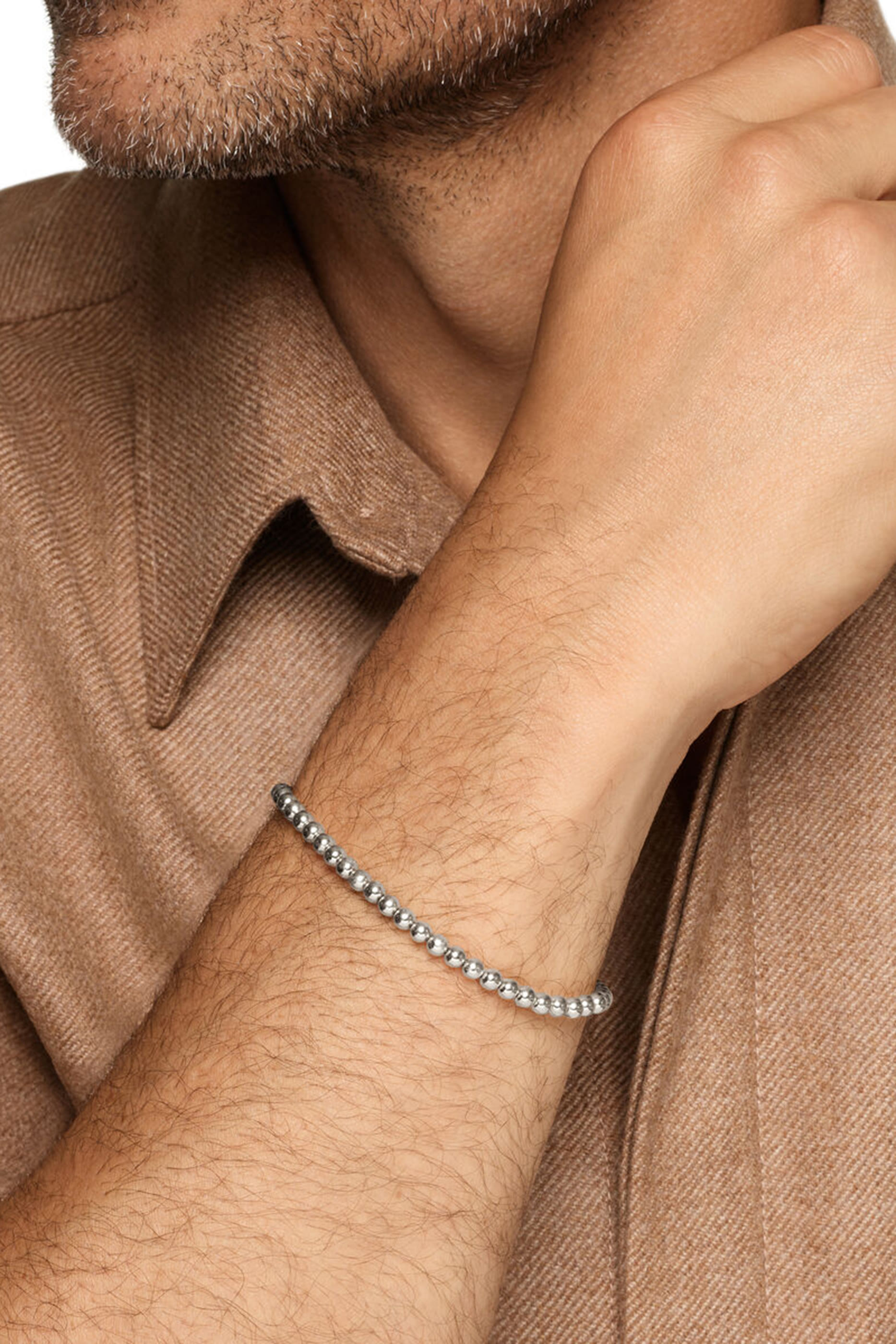 سوار بخرز بتصميم مسبحة، فضة إسترلينية