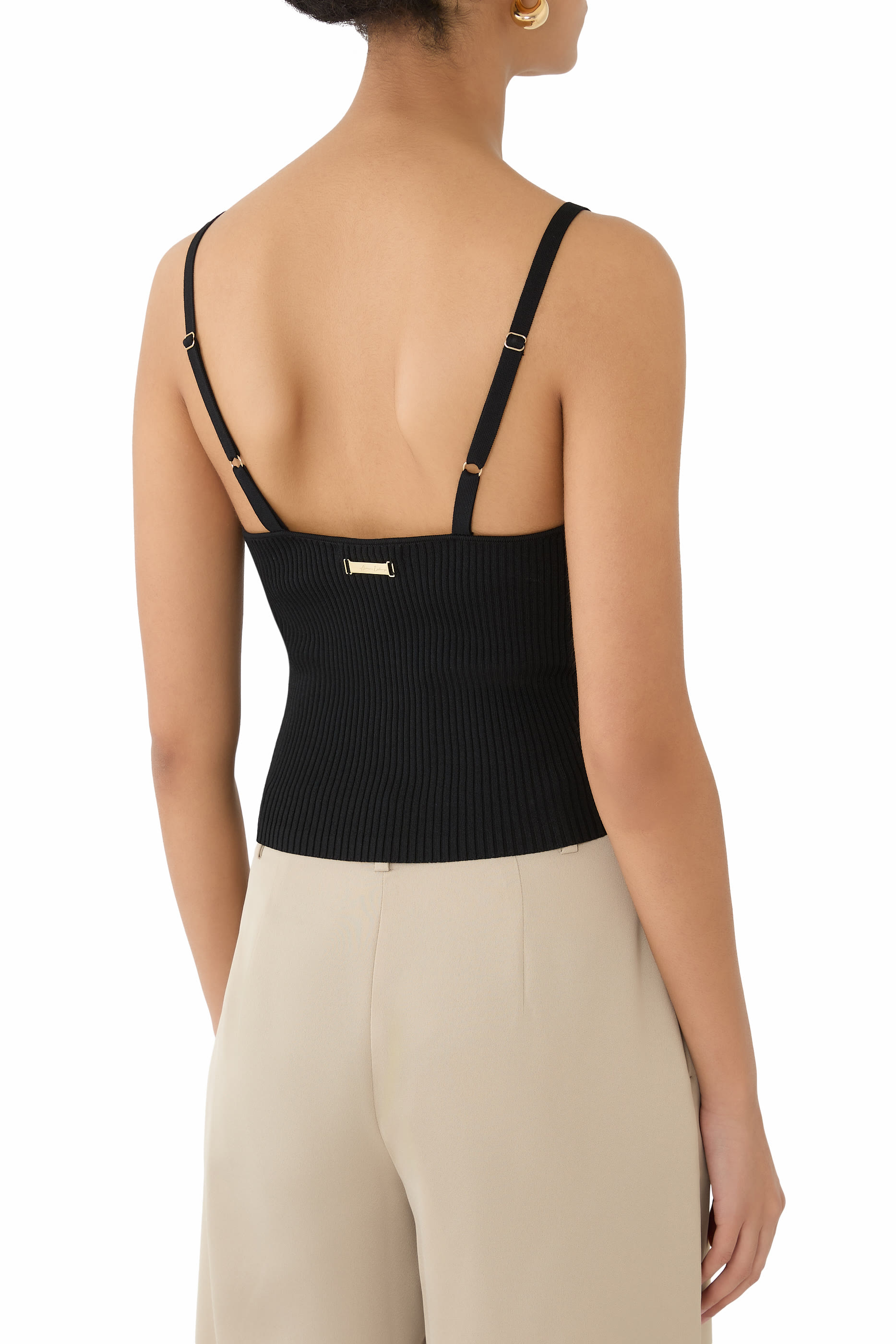 بلوزة منسوجة بلا أكمام بياقة V من تشكيلة الملابس شبه الرسمية