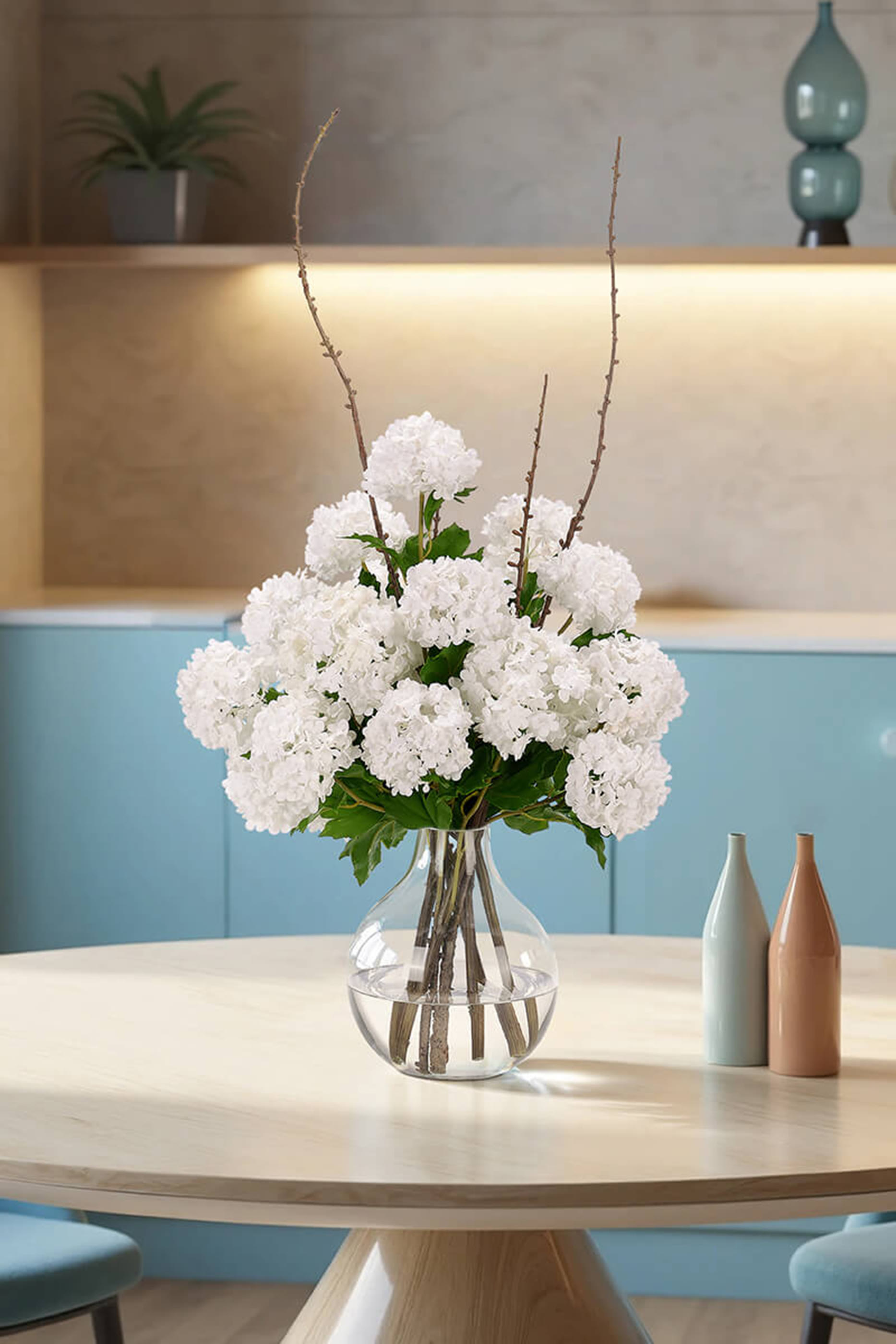 باقة زهور هايدرنجا بيضاء صناعية