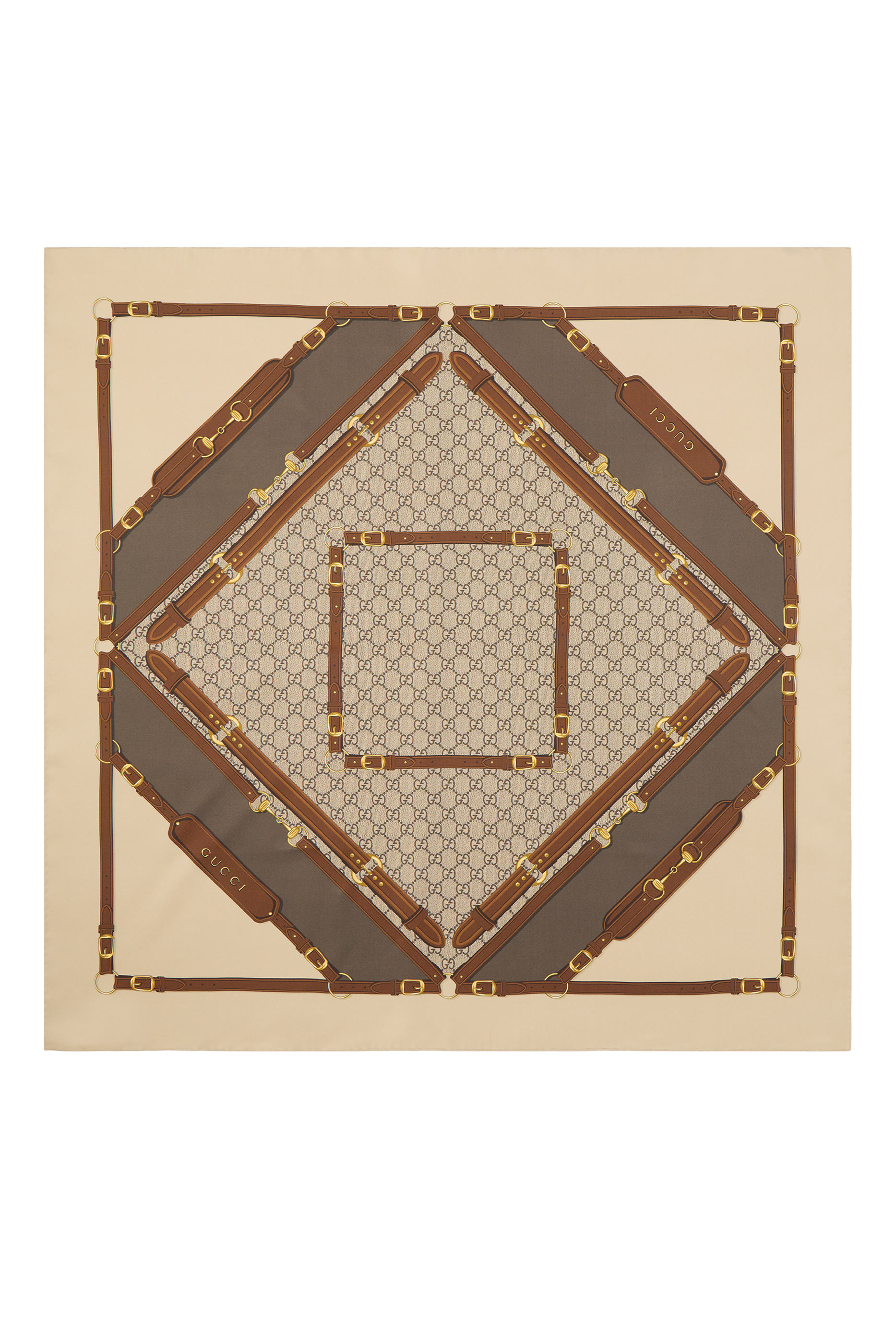 وشاح بتصميم مربع بنقشة حرير تويل