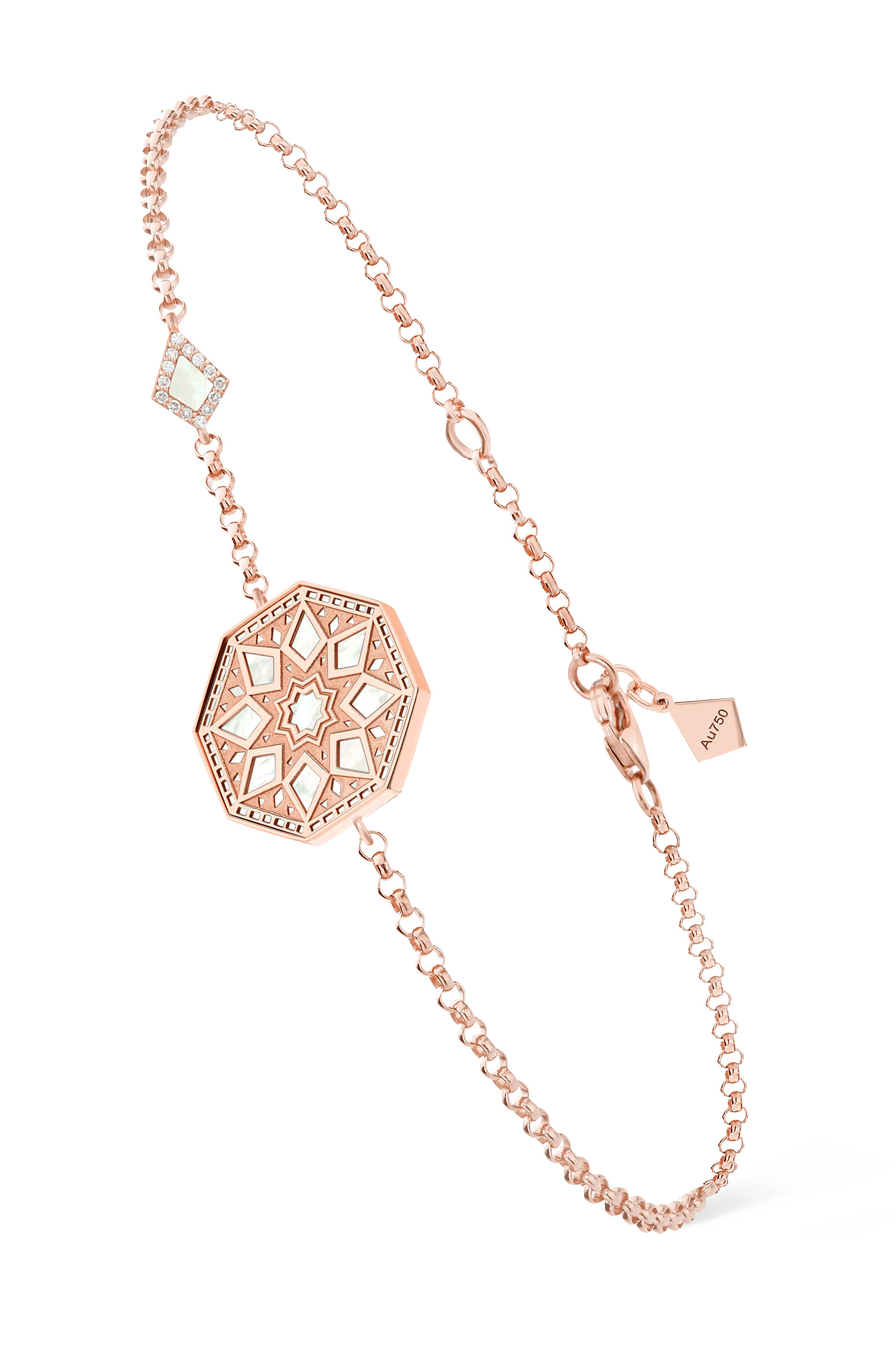 سوار تراث كلاسيكي مرصع بعرق اللؤلؤ والماس، ذهب وردي عيار 18