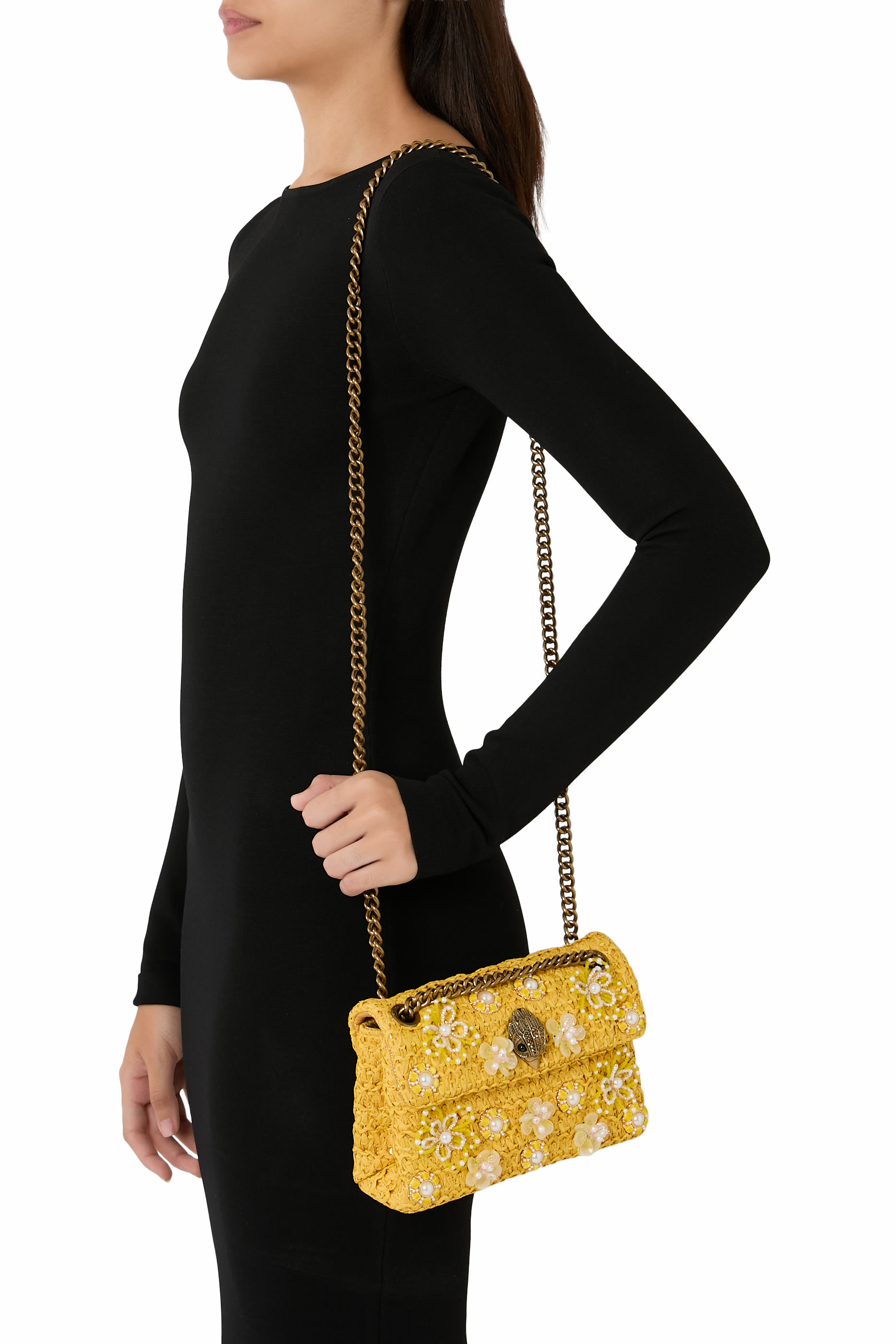 حقيبة كروس بودي كينسينغتون صغيرة بتأثير رافيا