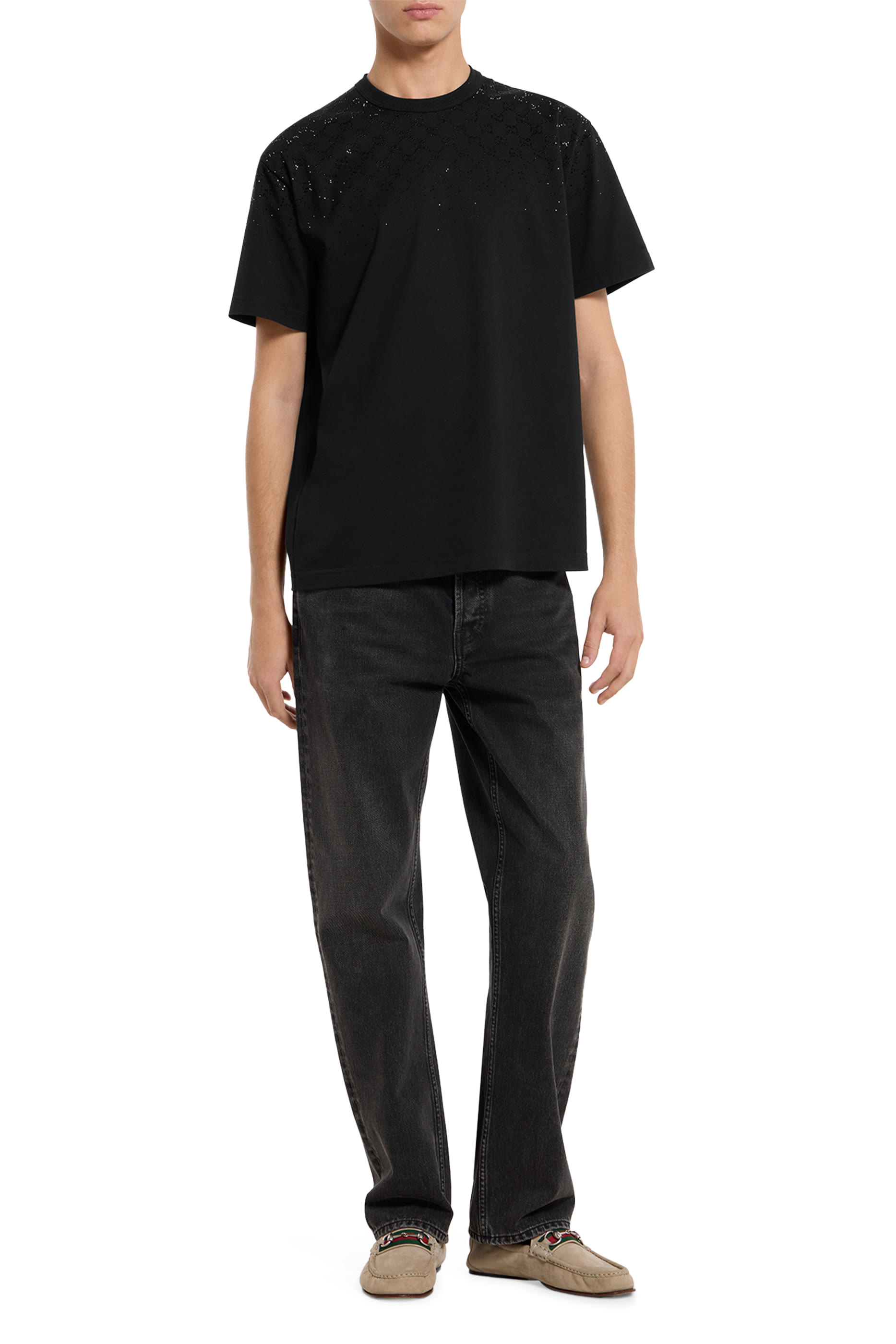 تيشيرت مرصع بكريستال قطن جيرسيه