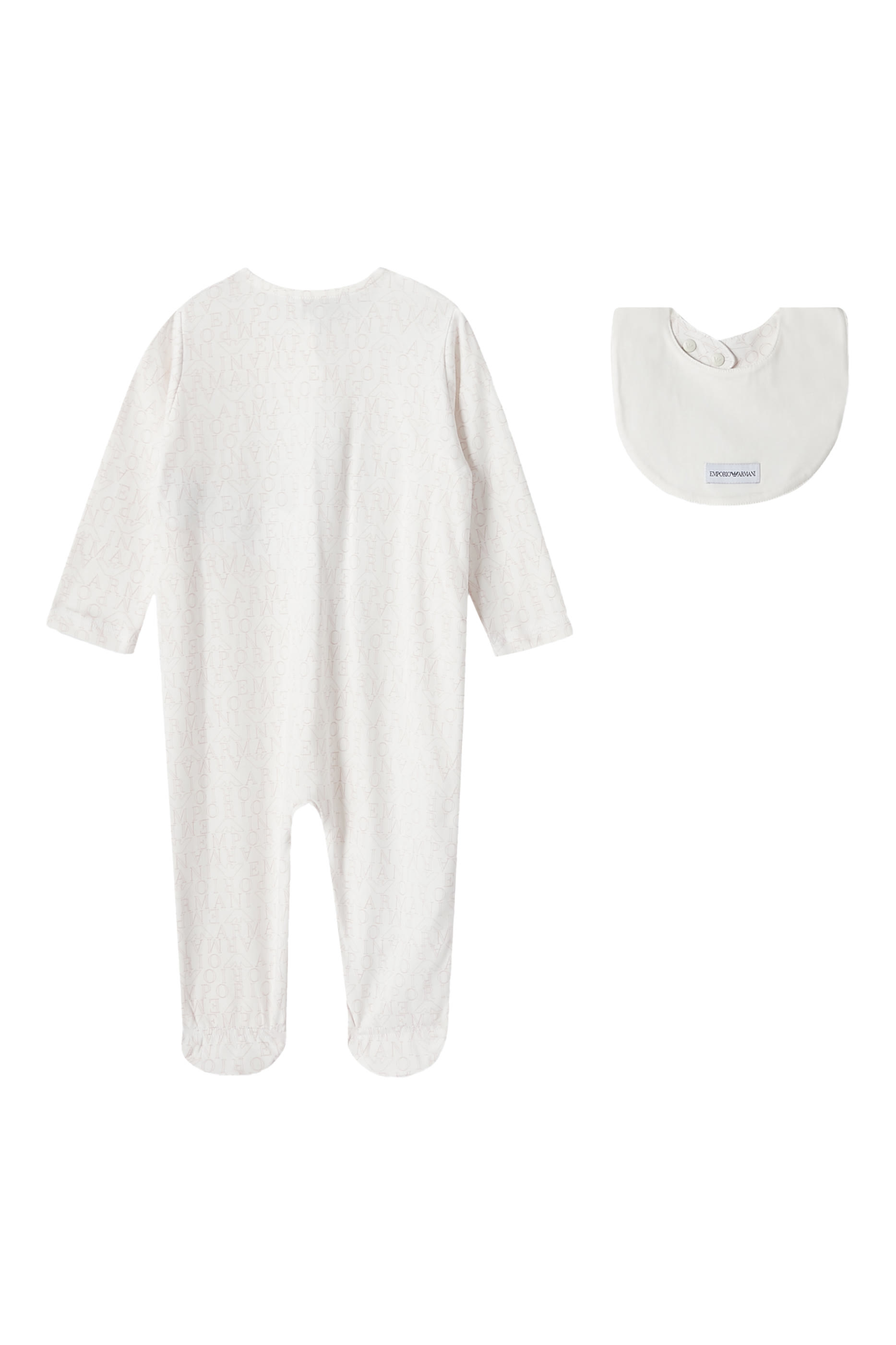 طقم جمبسوت وصدرية بشعار الماركة للرضع