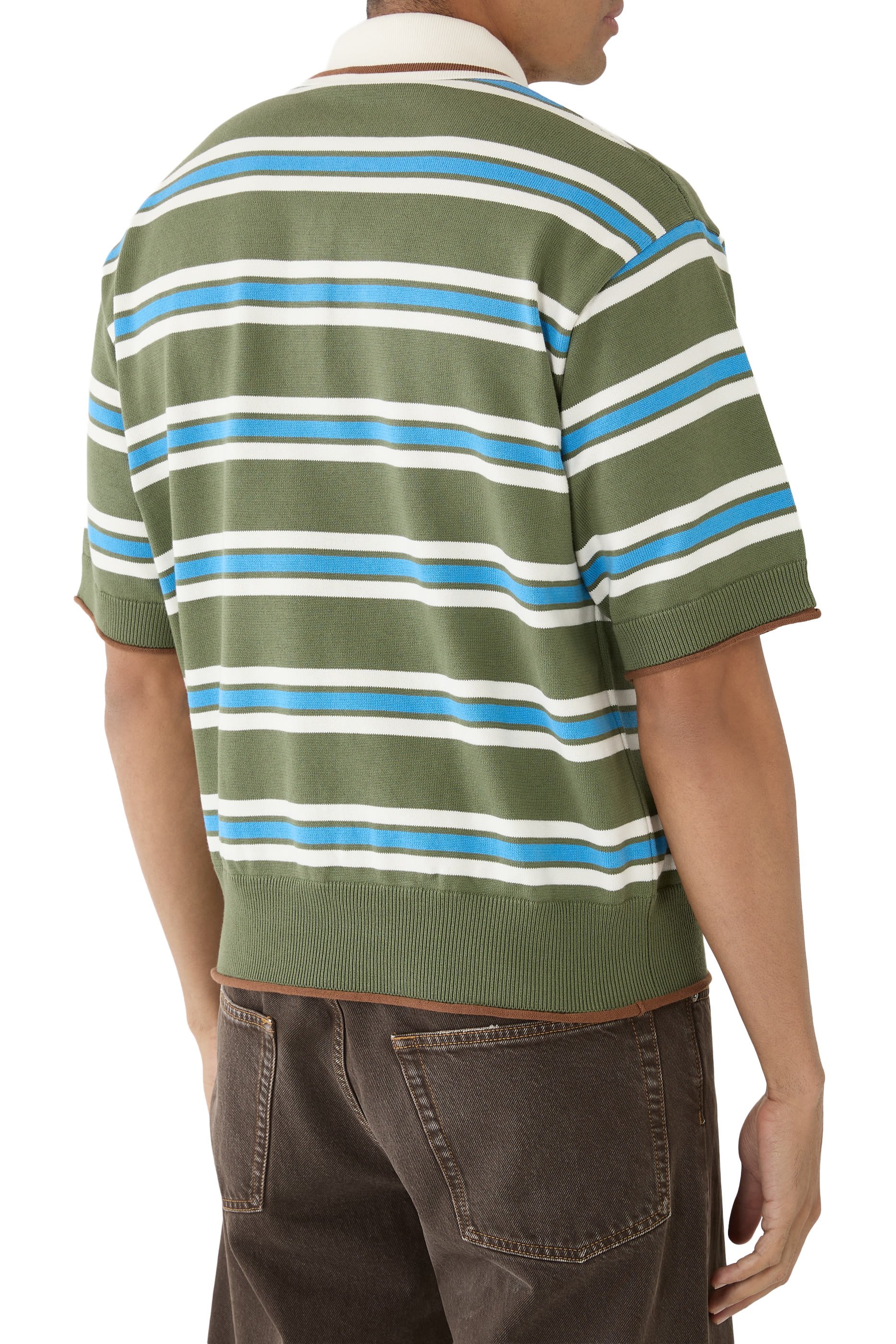 قميص بولو منسوج بنقشة مخططة