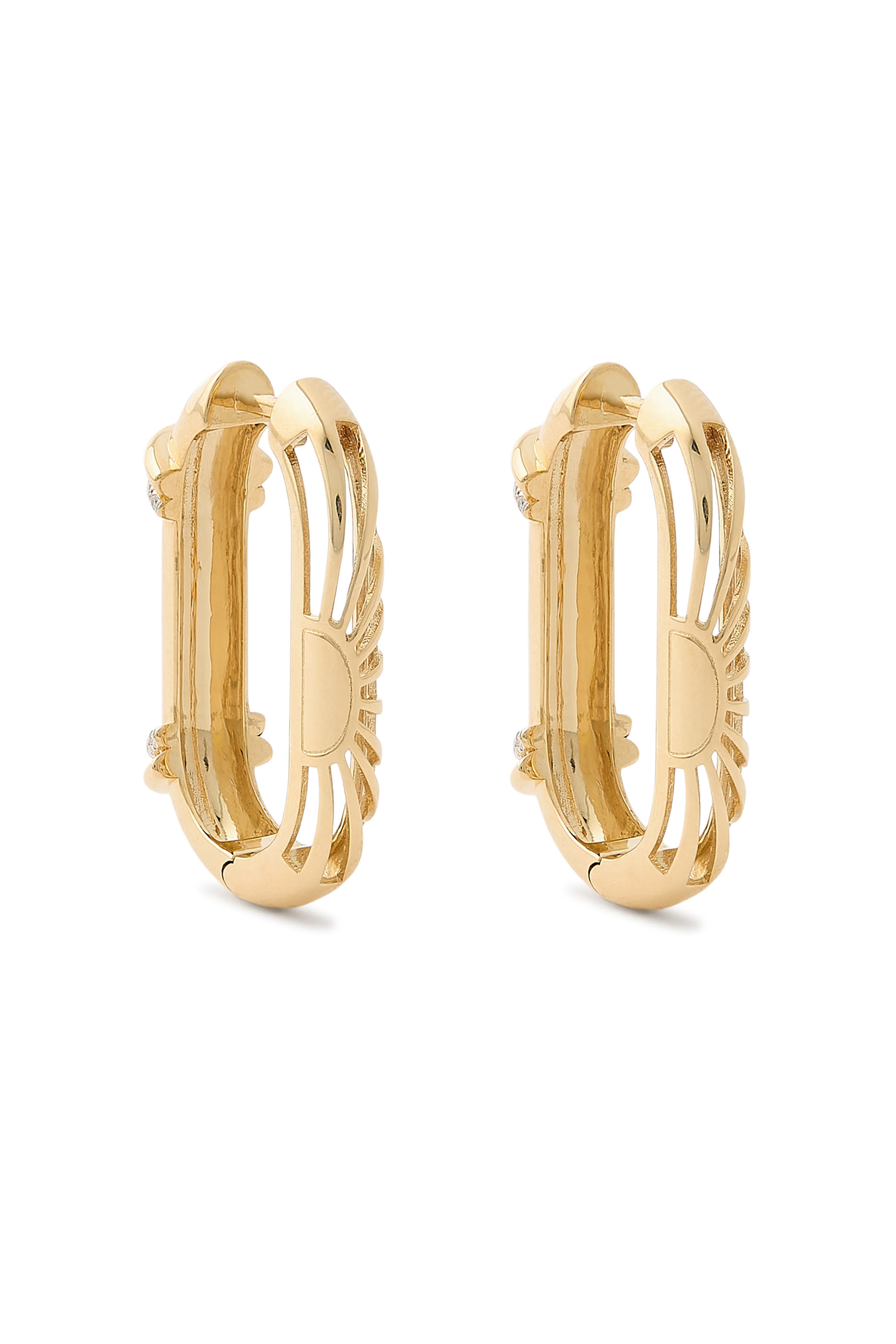 أقراط واريور بقفل، ذهب أصفر عيار 18 والماس