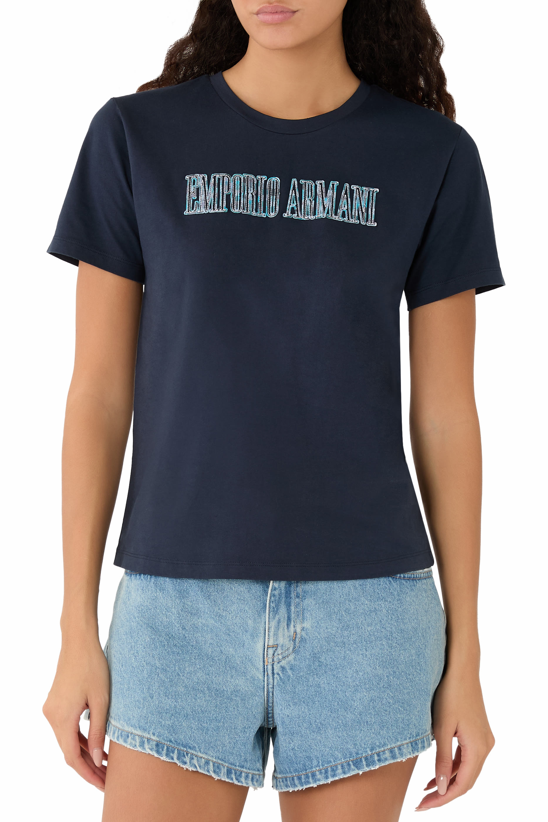 تيشيرت بشعار الماركة جيرسيه أي أس في عضوي