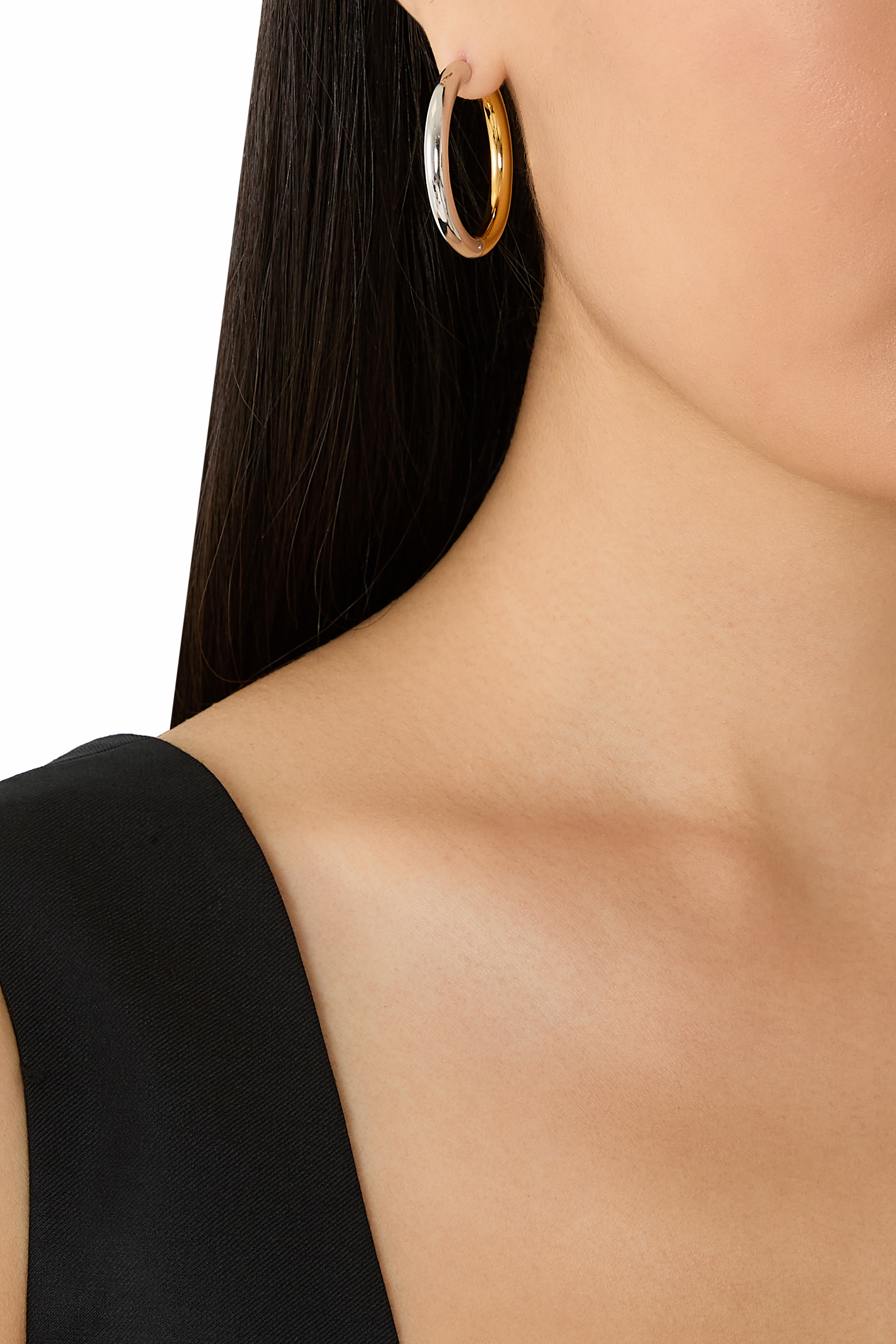 أقراط دائرية بتصميم متداخل، بمشابك نحاس معدن مطلي