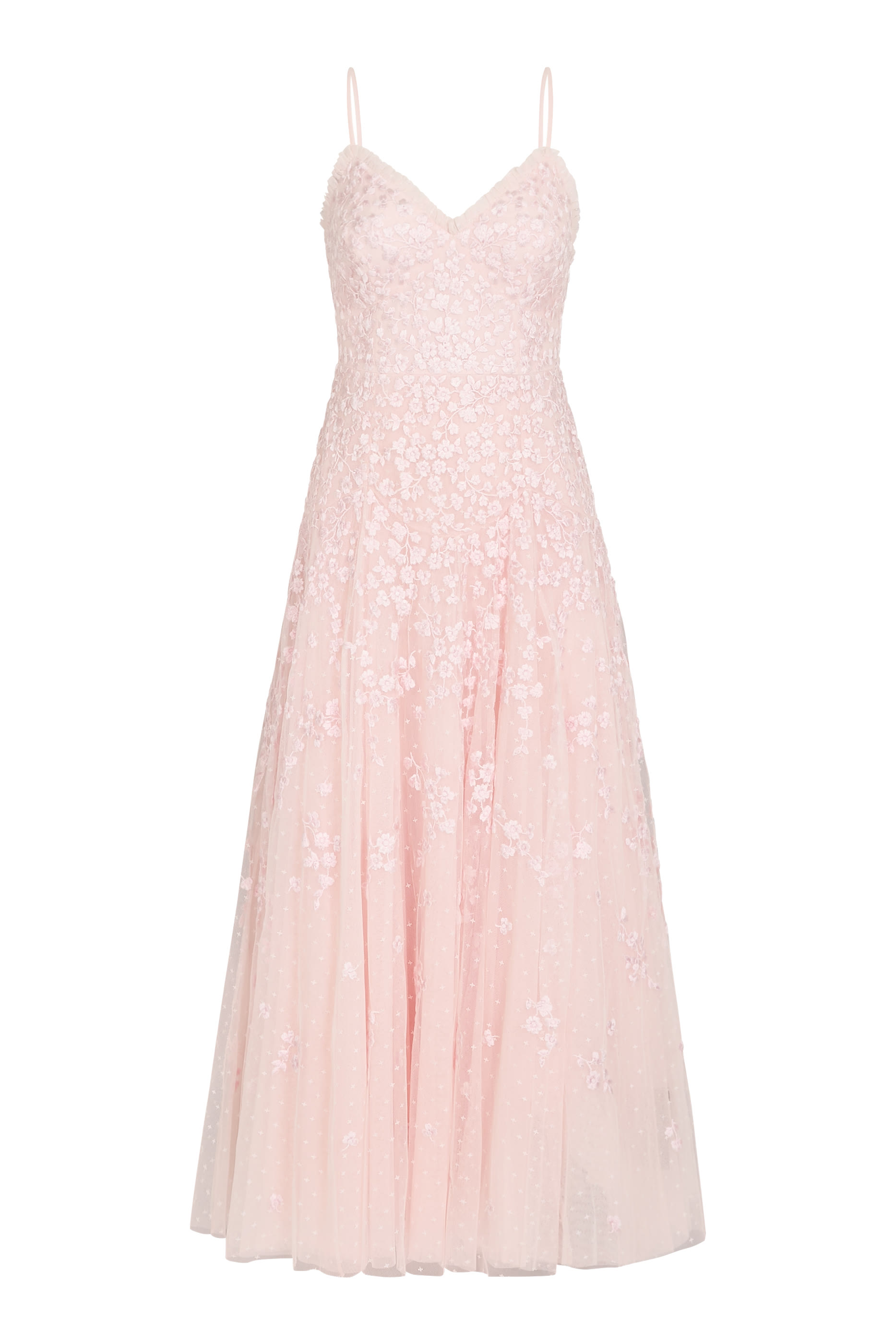 قستان سهرة كامي بطول الكاحل بنقشة أزهار متناثرة