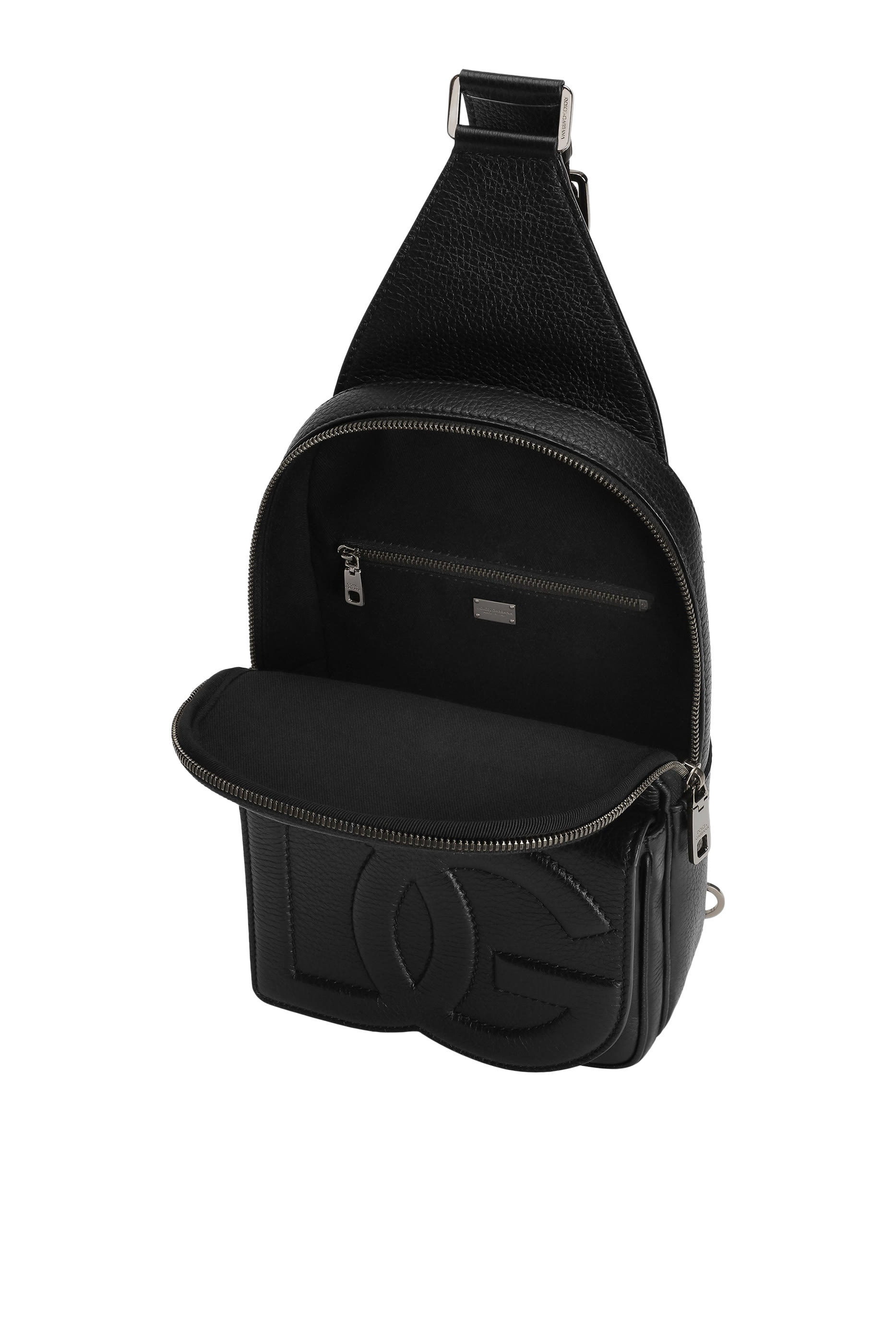 حقيبة ظهر بشعار الماركة جلد غزال