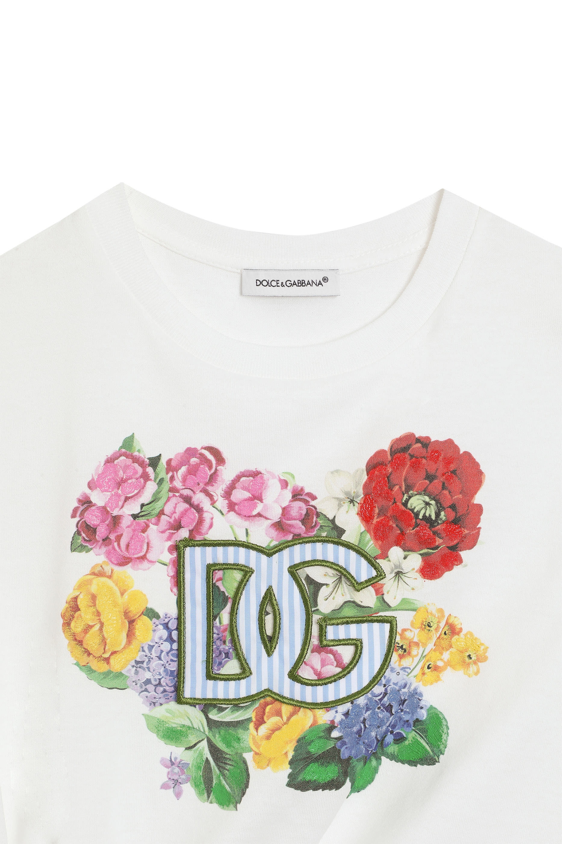 تيشيرت بطبعات زهور وشعار حرفي الماركة جرسيه للأطفال