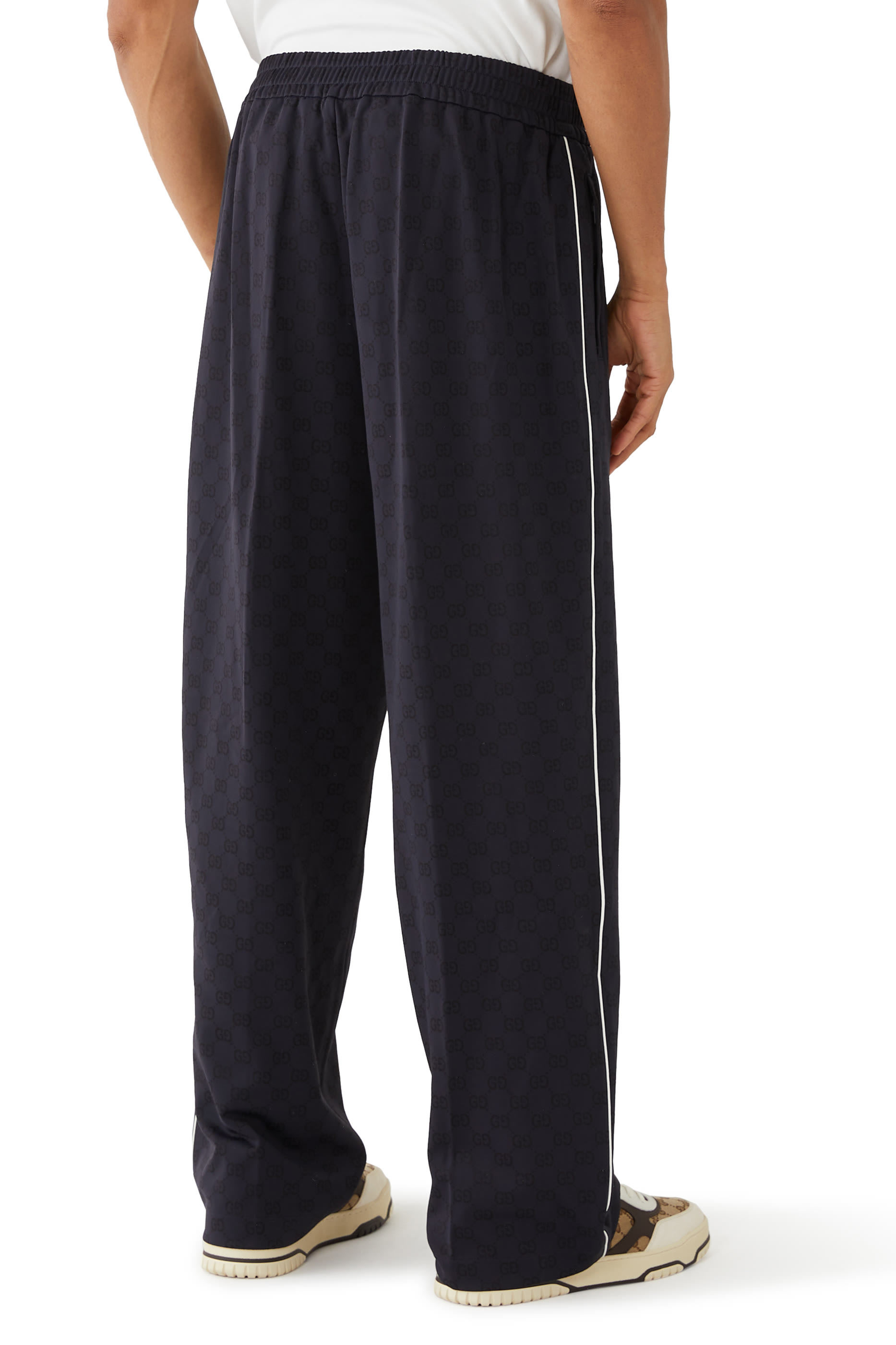 بنطال بنقشة حرفي شعار الماركة نايلون وقطن