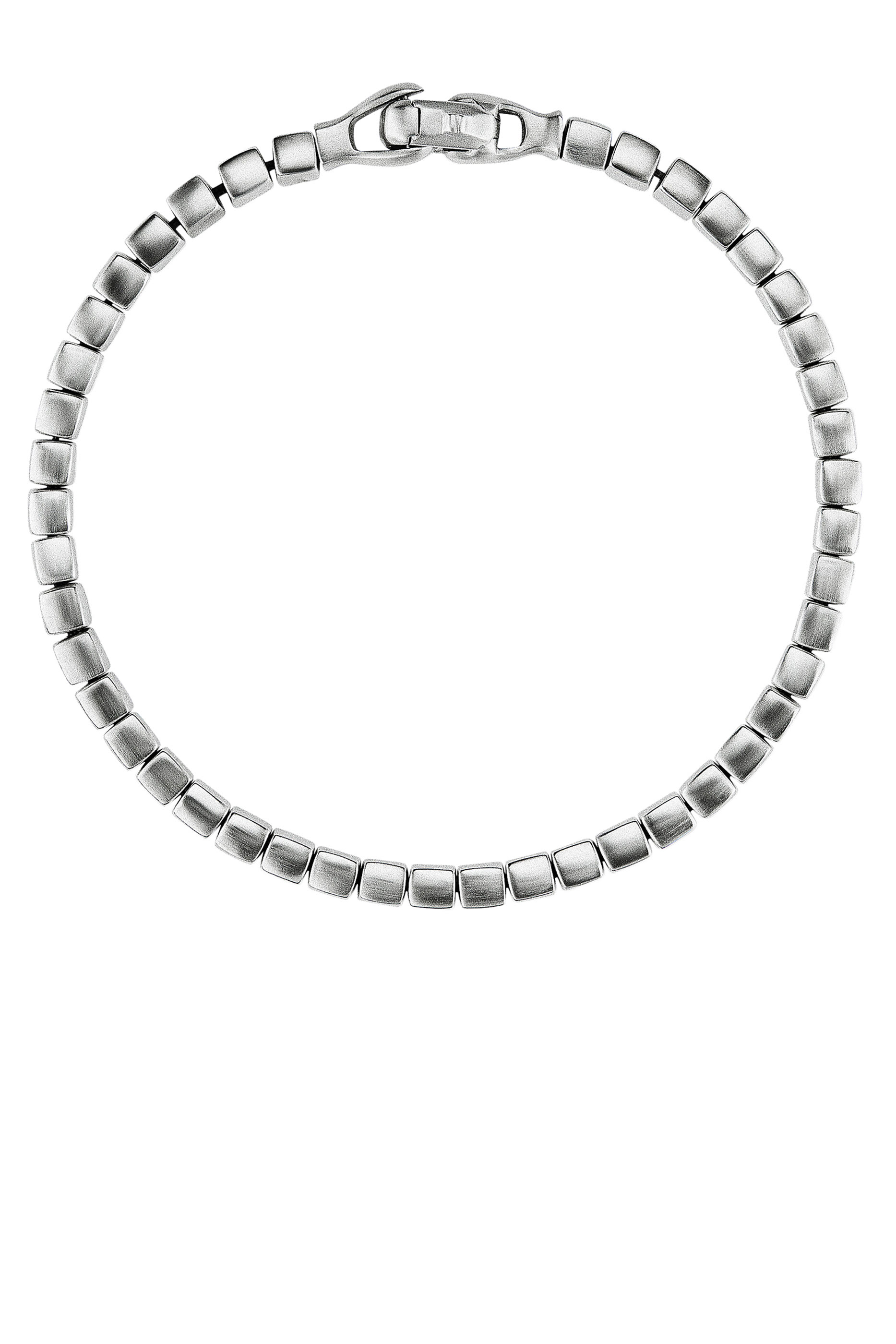 سوار بتصميم مسبحة بخرز مربع، فضة استرلينية