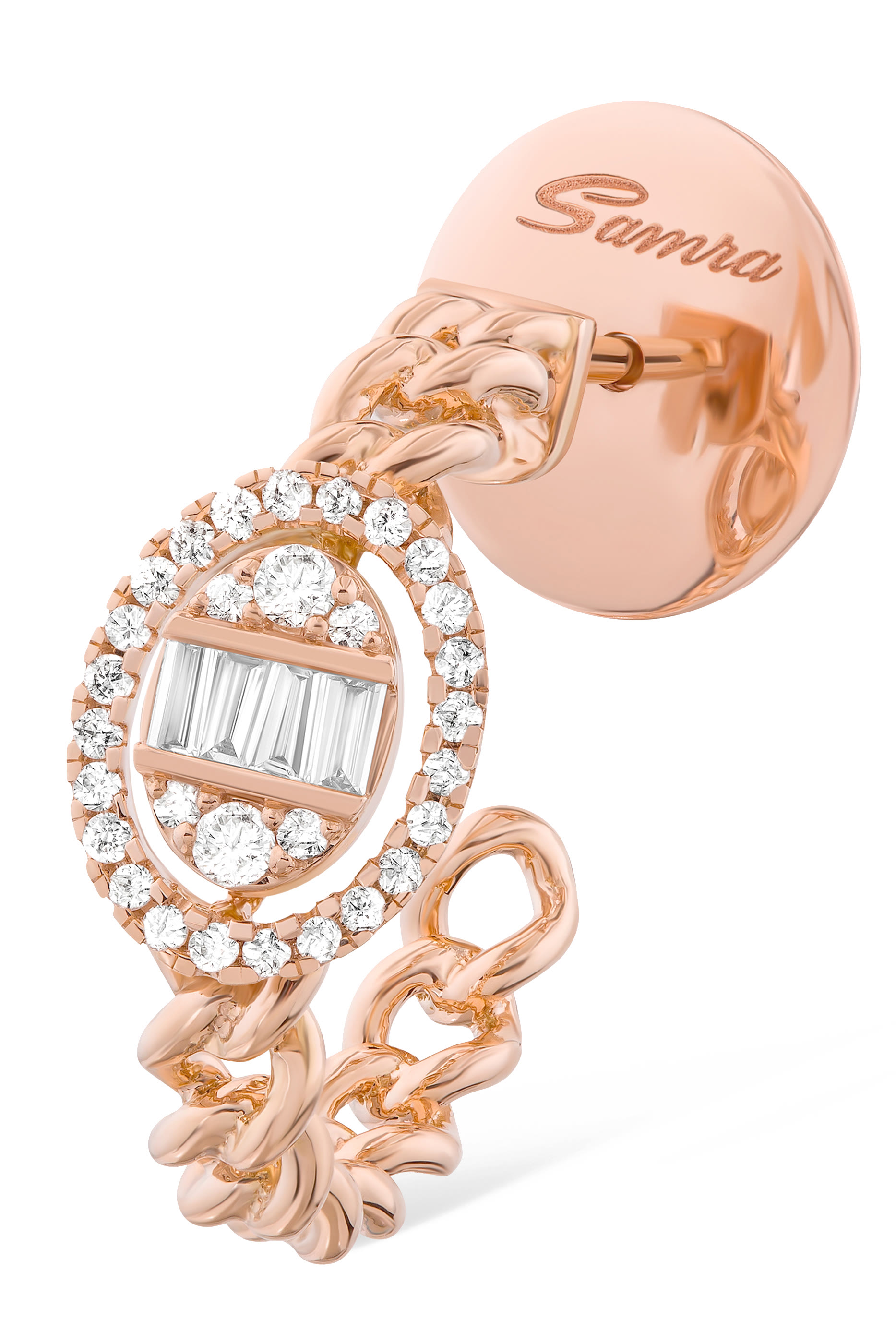 أقراط قوة بتصميم بيضوي مرصعة بالماس، ذهب وردي عيار 18