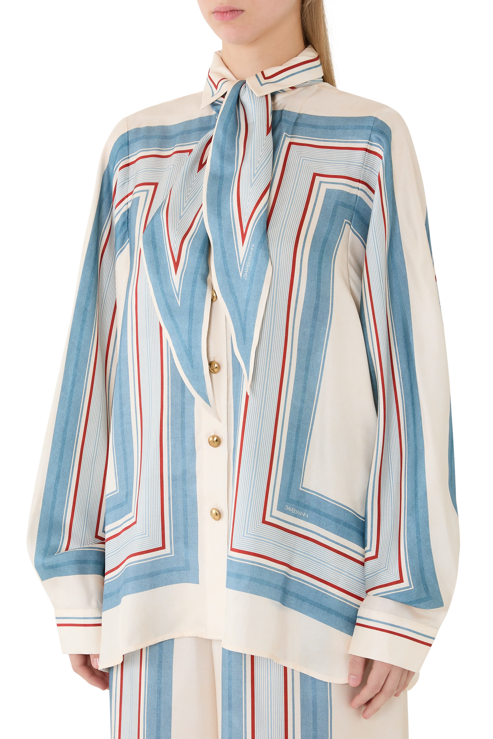  قميص بوشاح بقصة مريحة