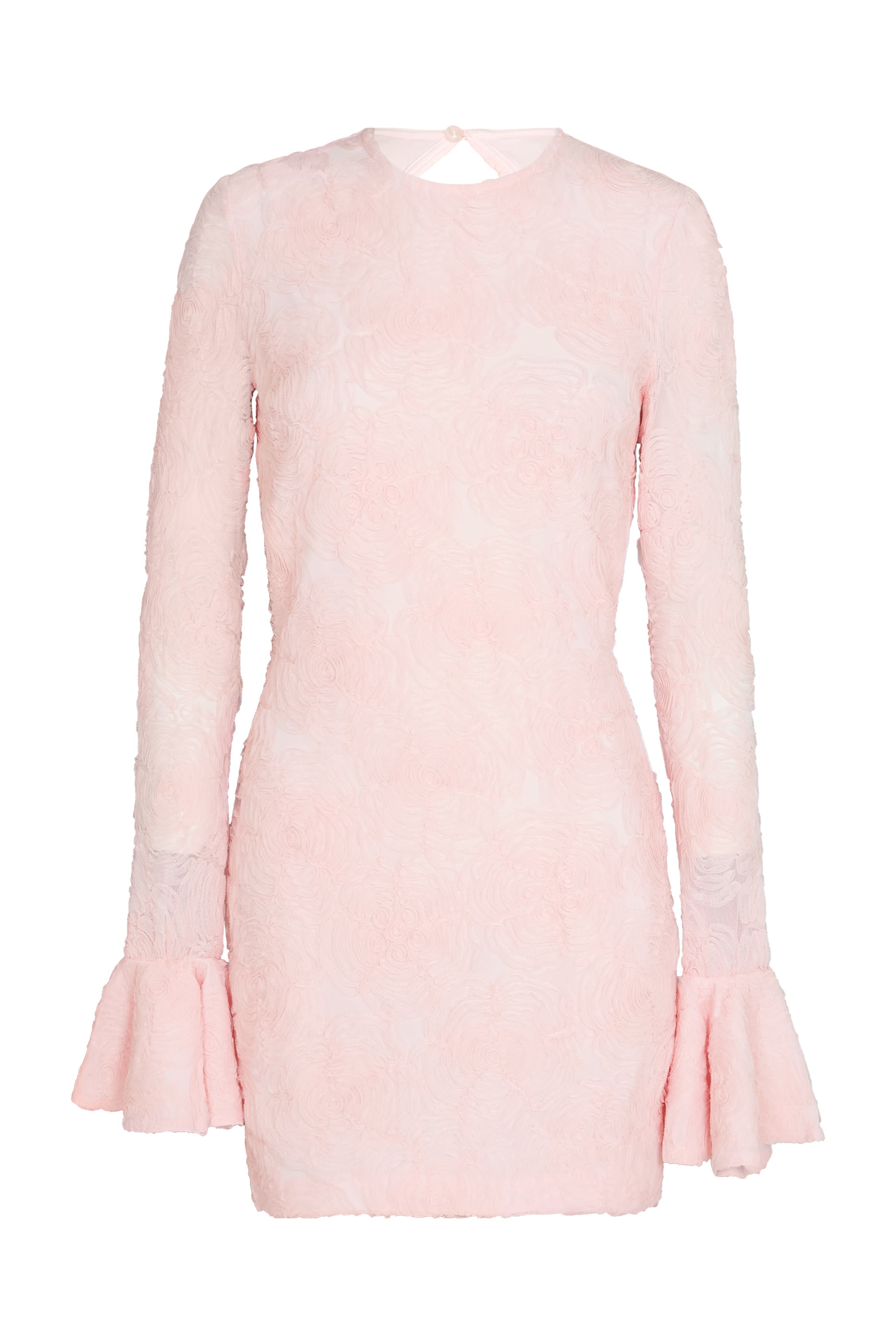 فستان قصير بأكمام طويلة دانتيل بنقشة زهور