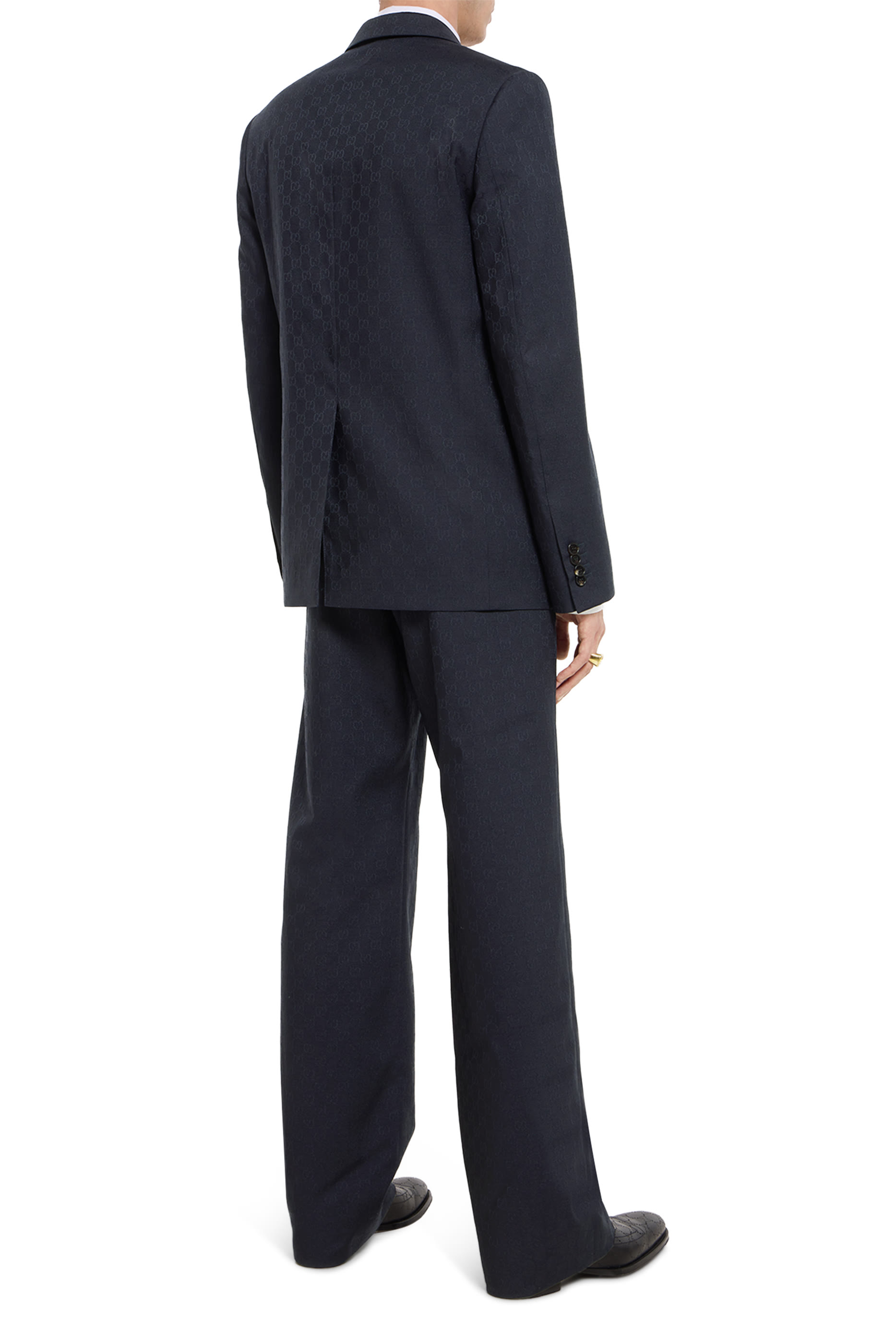 جاكيت بزر ونقشة حرفي شعار الماركة صوف