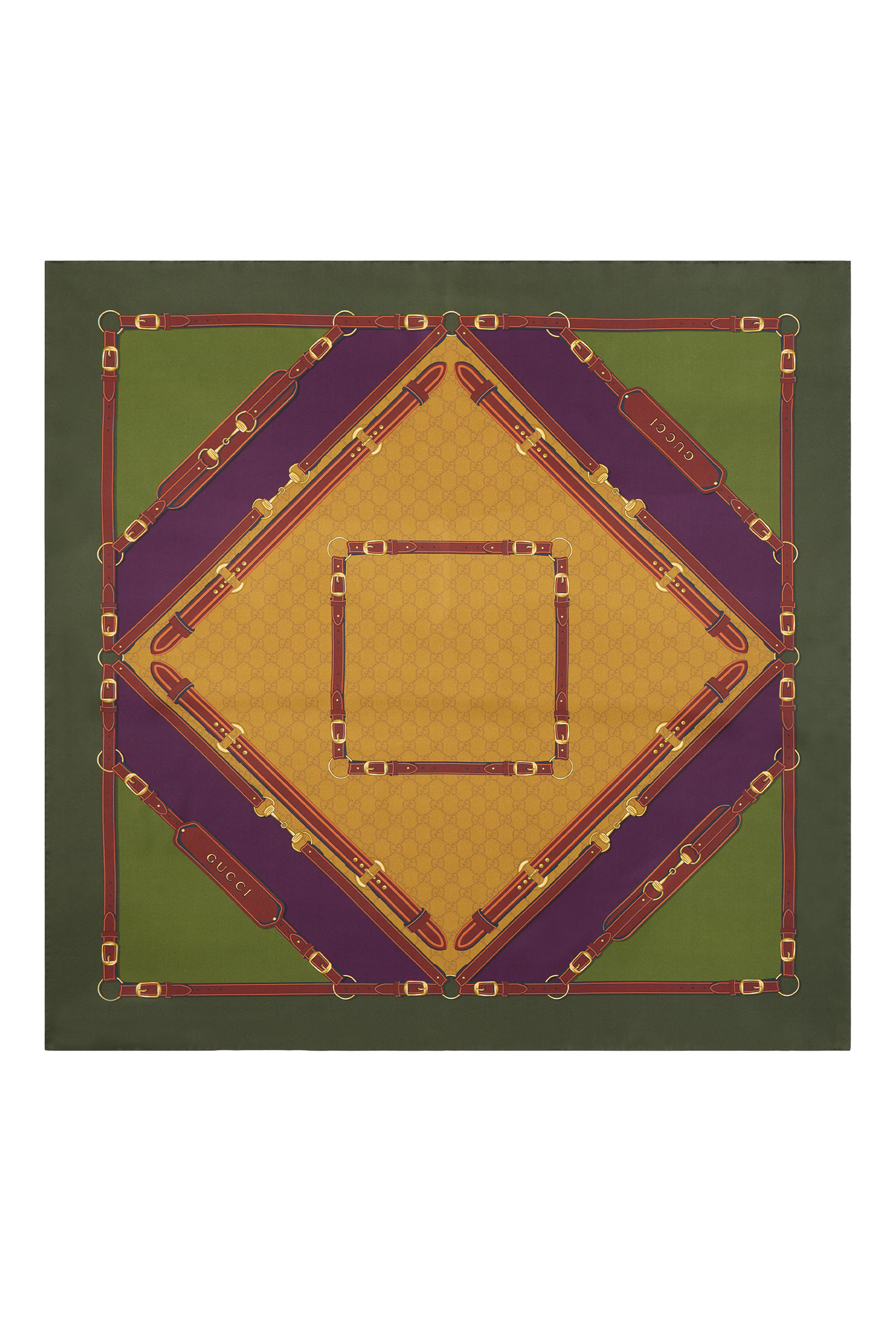 وشاح مربع بنقشة حرير تويل