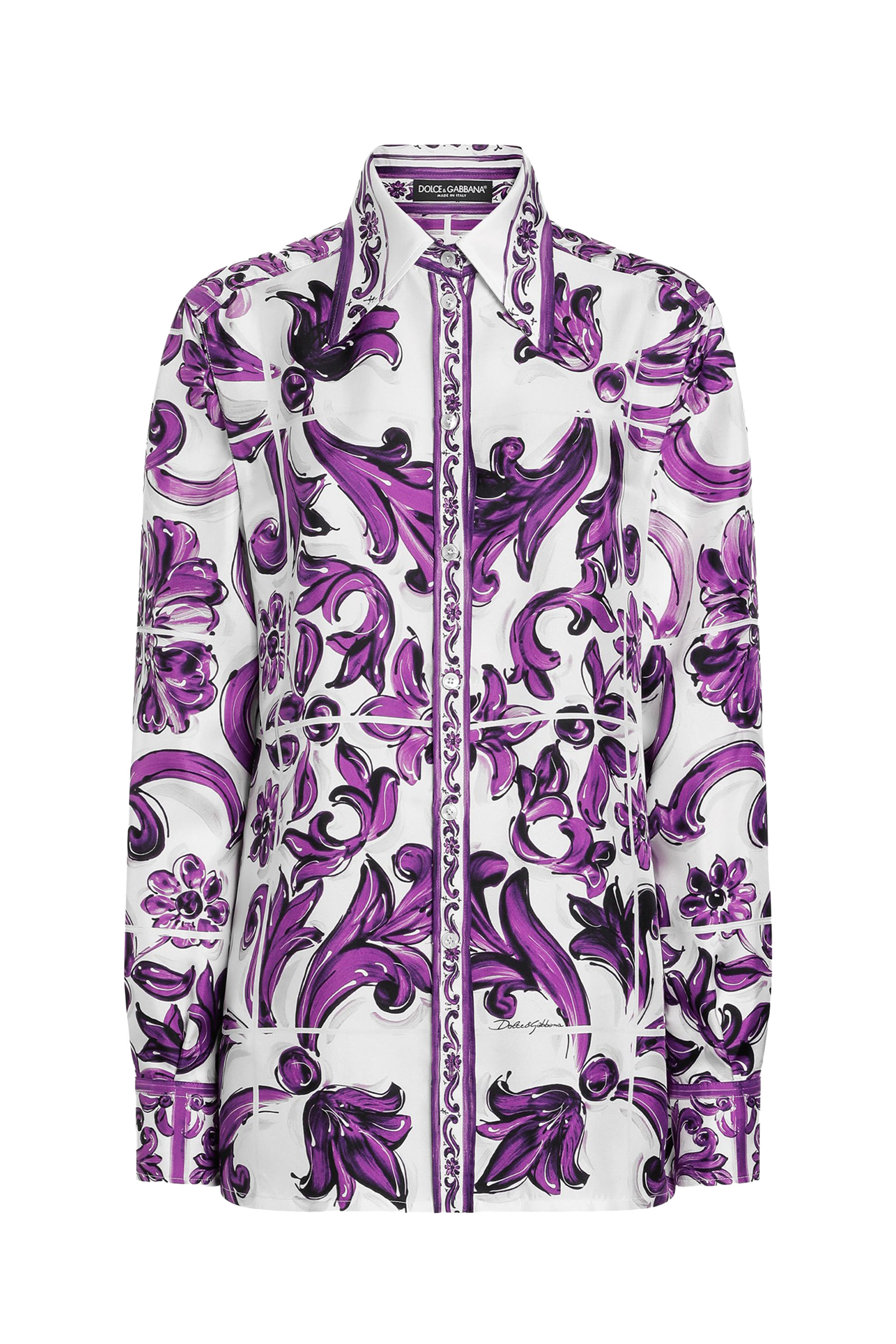 قميص بنقشة مايولكا حرير تويل