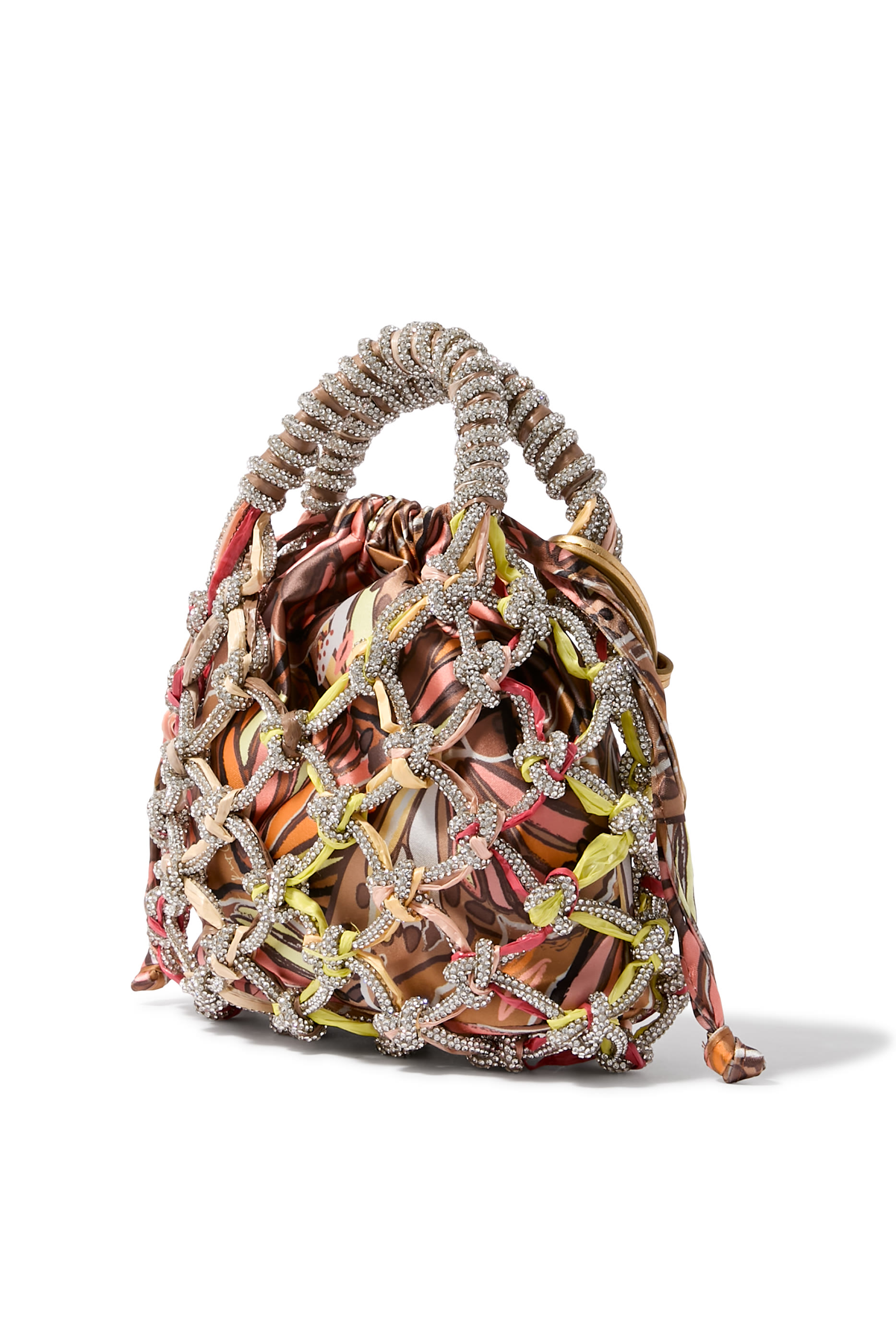 حقيبة مكرمية بكريستال