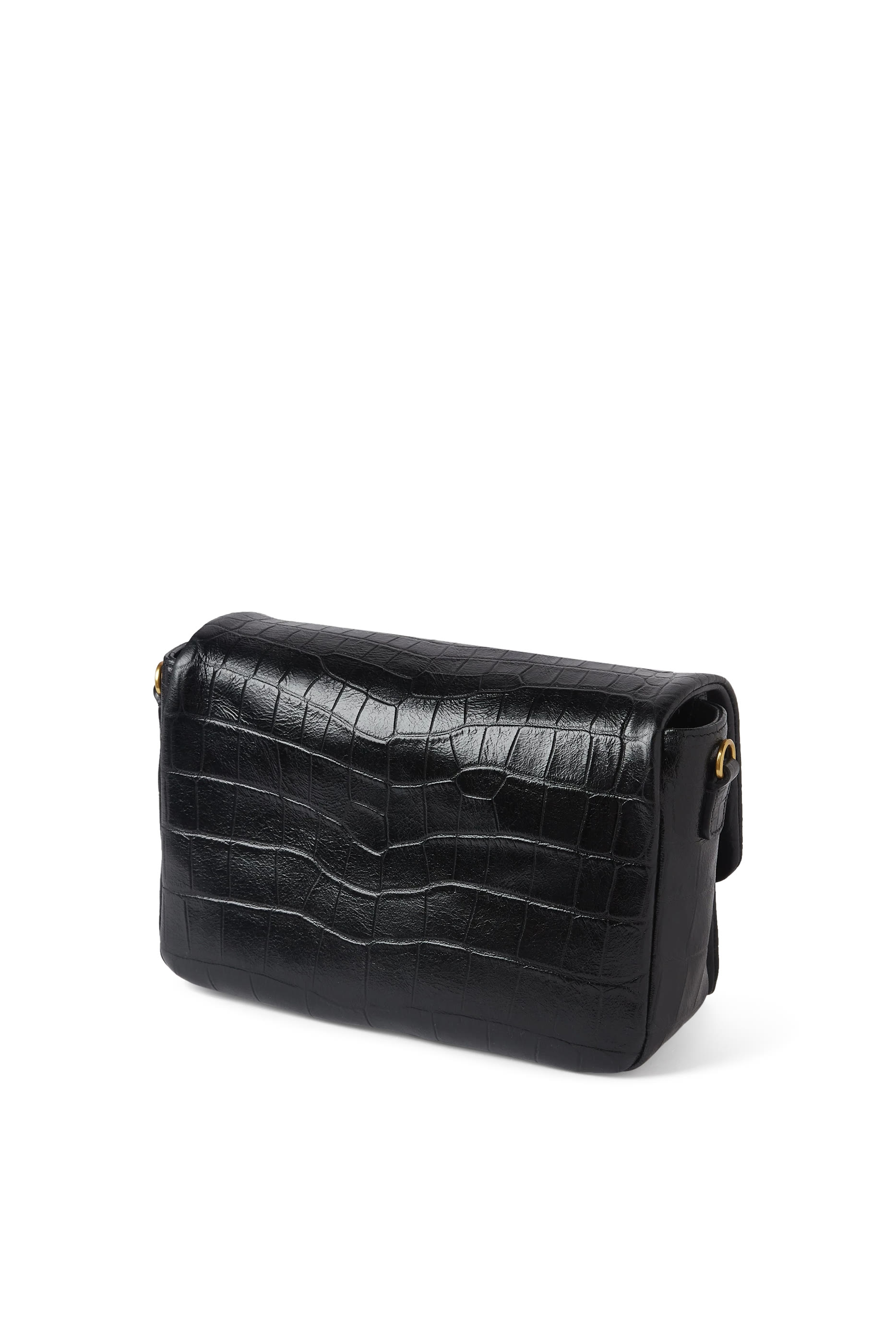 حقيبة كروس بودي بشعار الماركة جلد بنقشة جلد التمساح