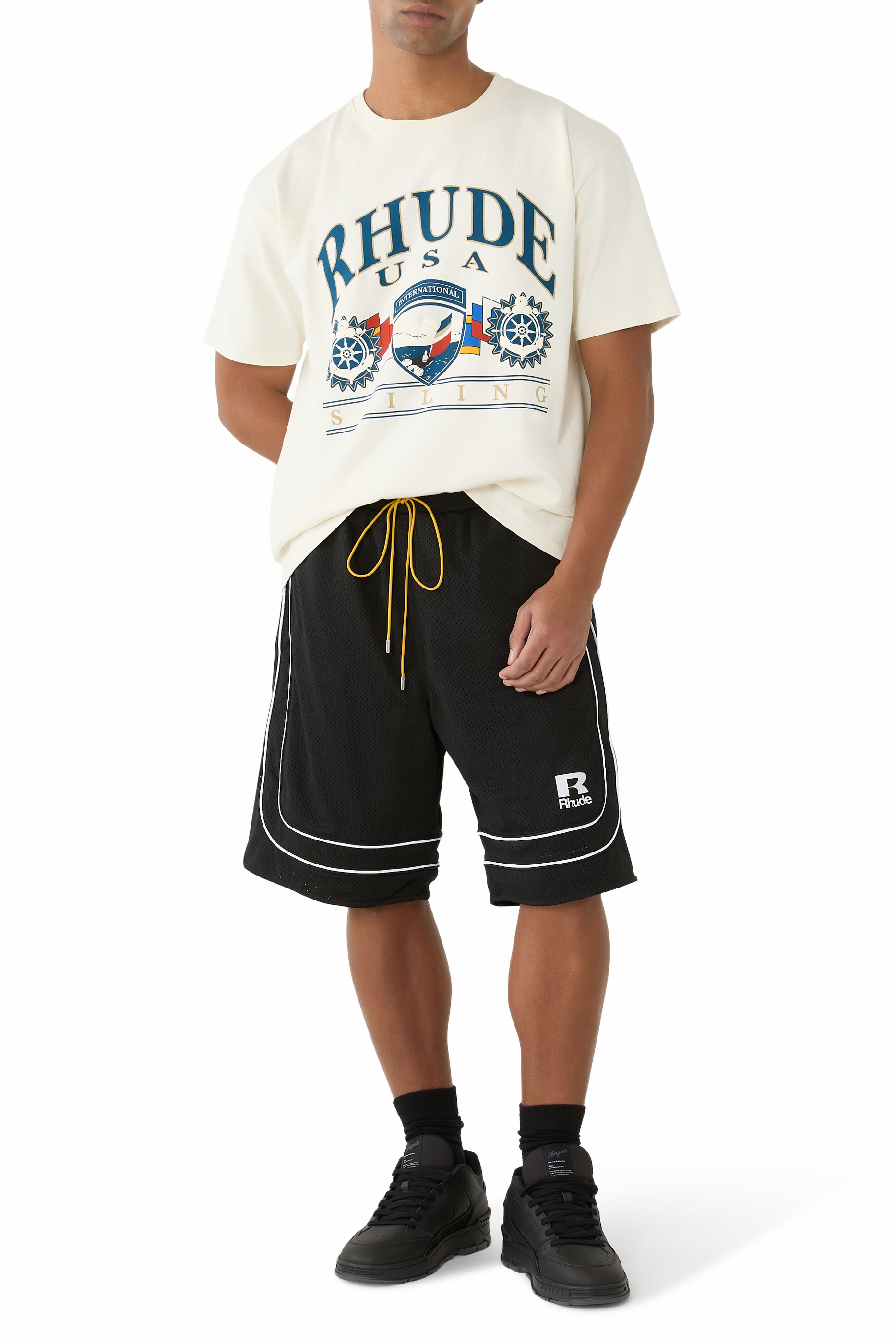 شورت كرة سلة فضفاض قماش شبكي