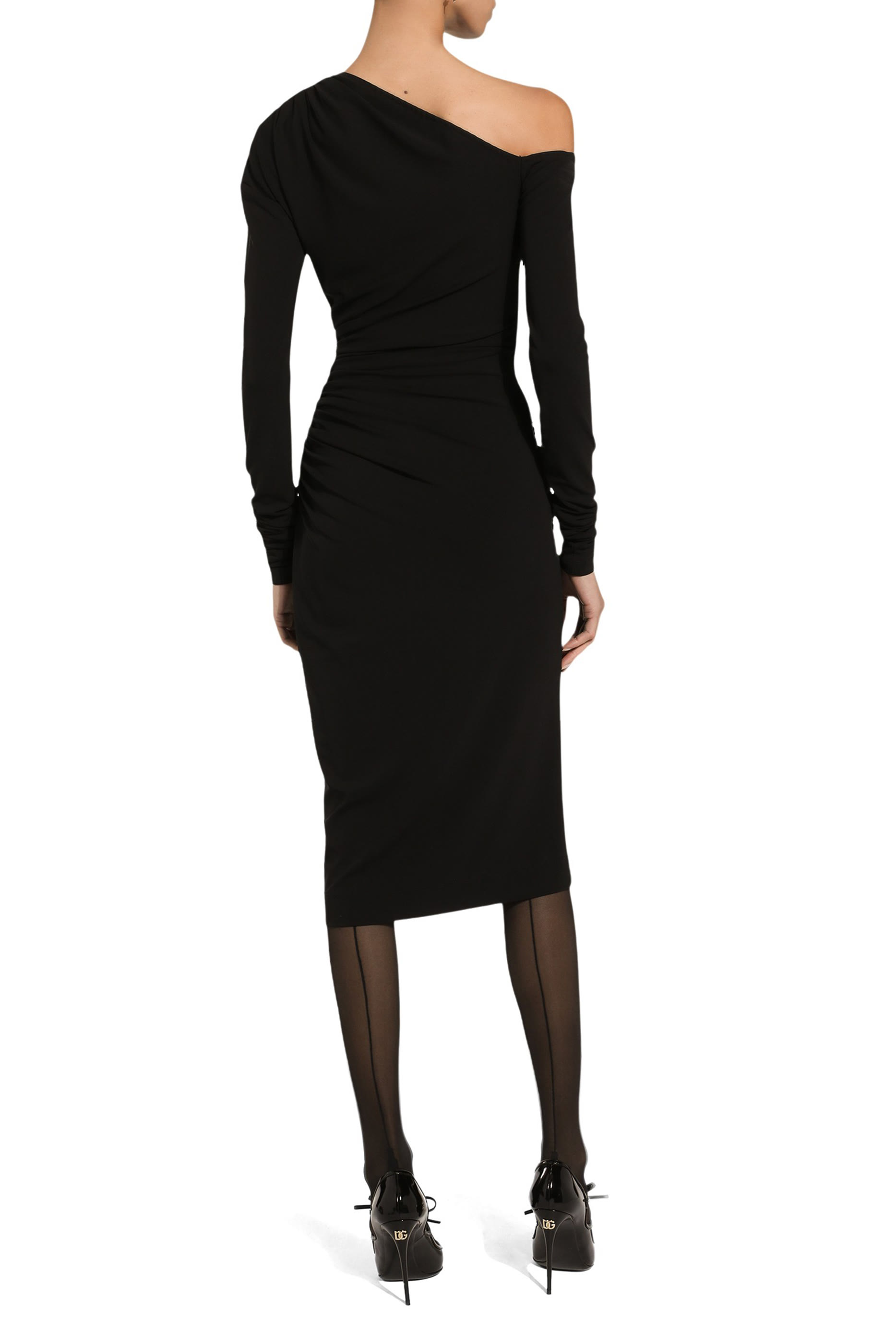 فستان متوسط الطول بكتف واحد