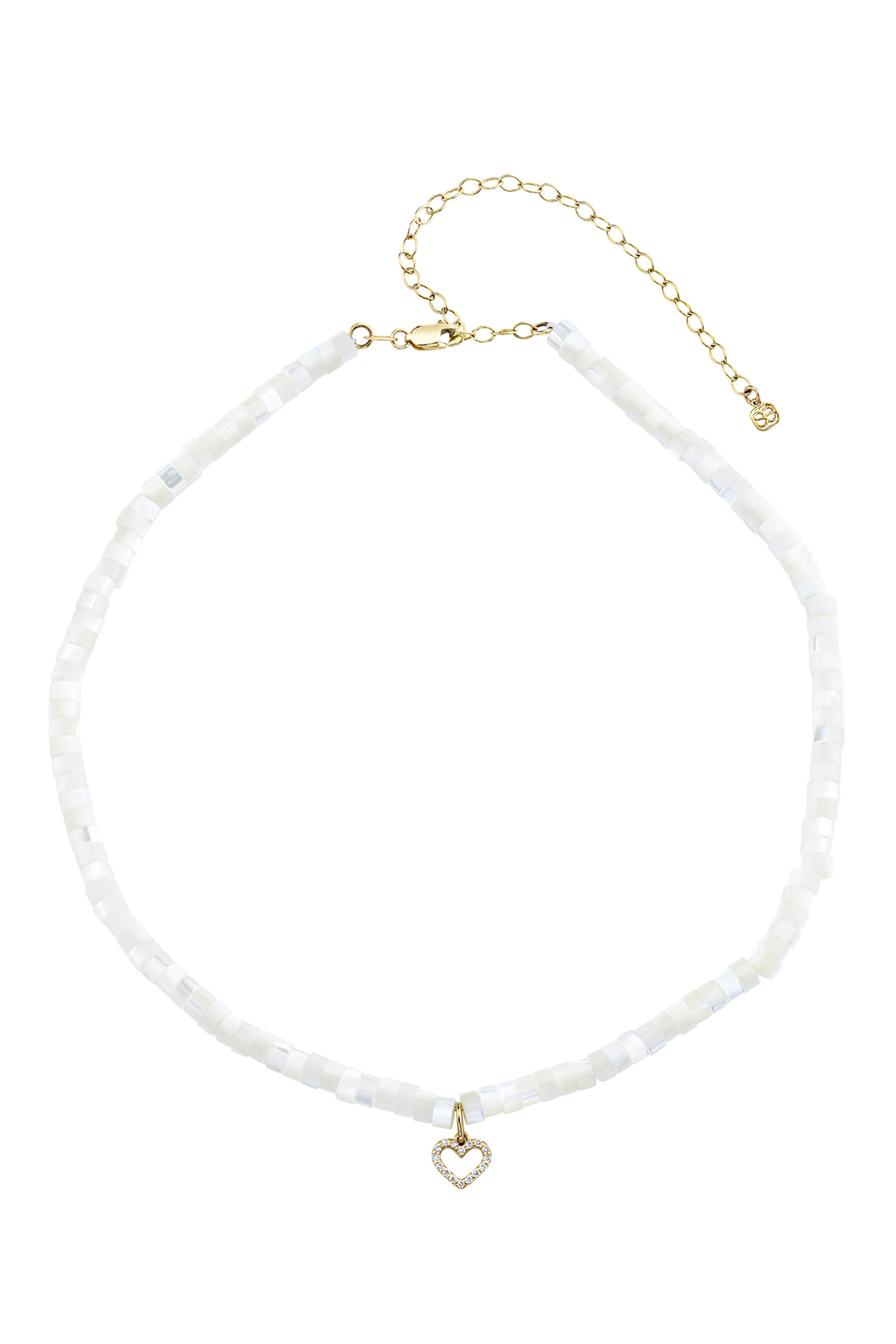 قلادة بدلاية بتصميم قلب للأطفال مرصعة بلؤلؤ ذهب أصفر عيار 14