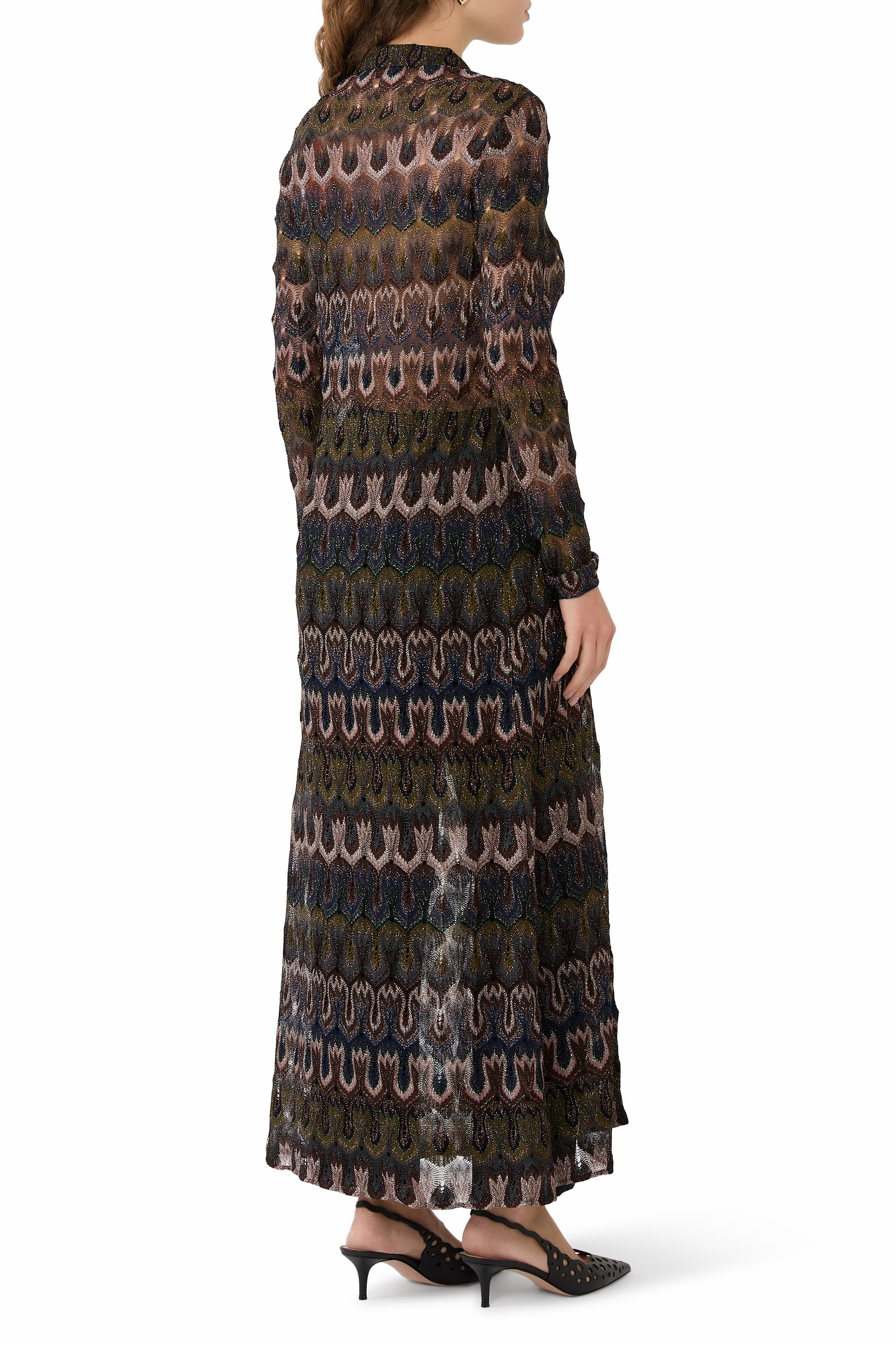 كارديغان طويل بنقشة أرابيسك دانتيل