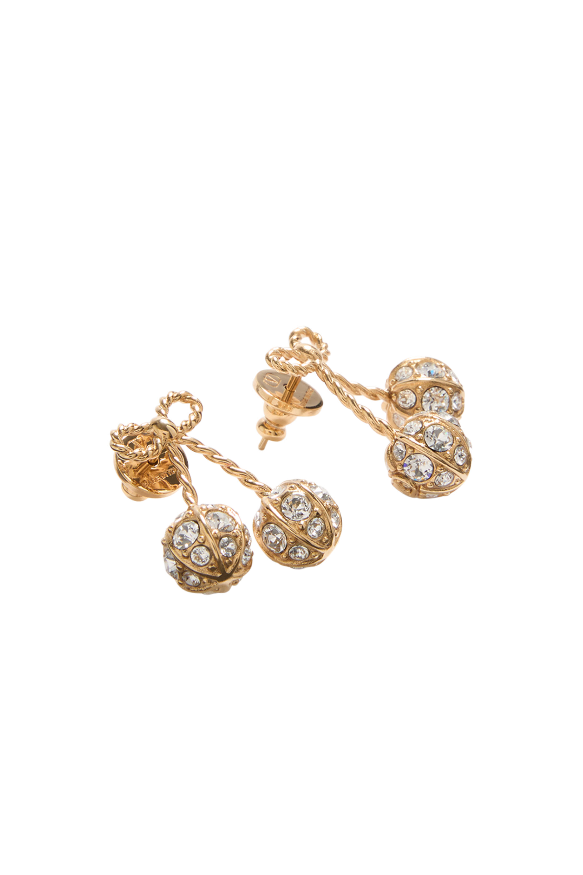 أقراط بتصميم كرز مزينة بكريستال سواروفسكي، معدن