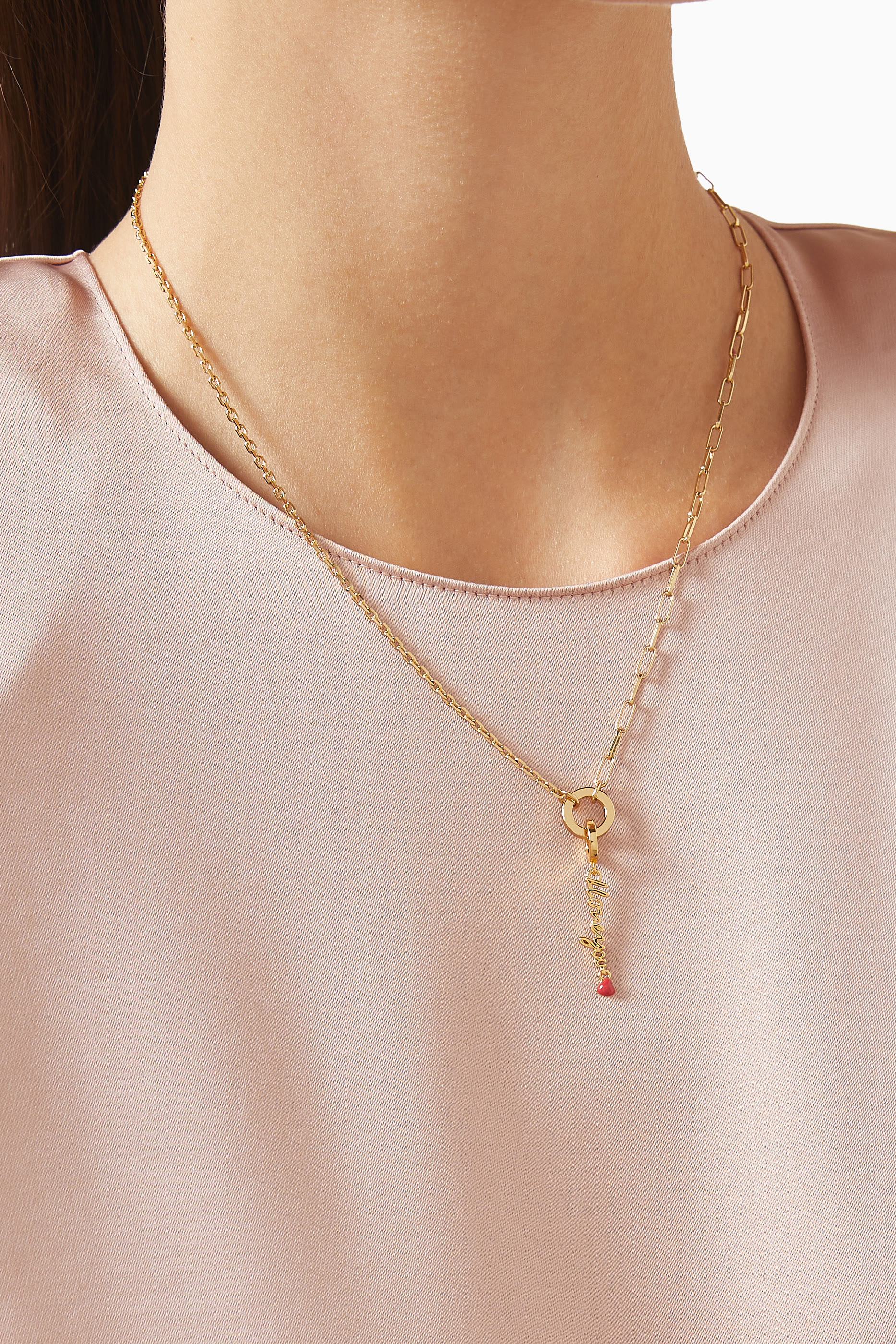 حلية آي لوف يو مزينة بمينا، معدن