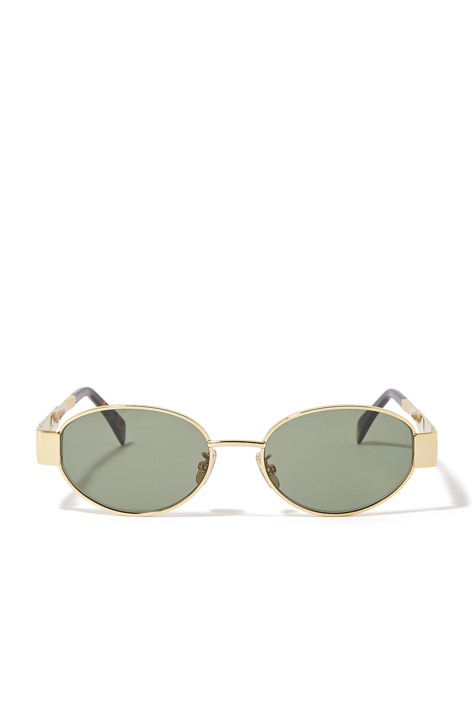 نظارة شمسية بإطار بيضاوي وشعار الماركة