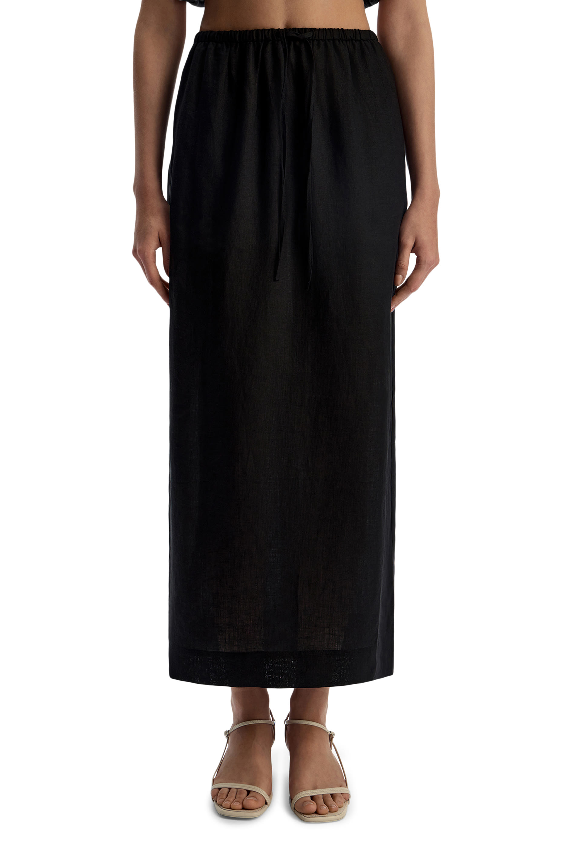 تنورة متوسطة الطول كتان