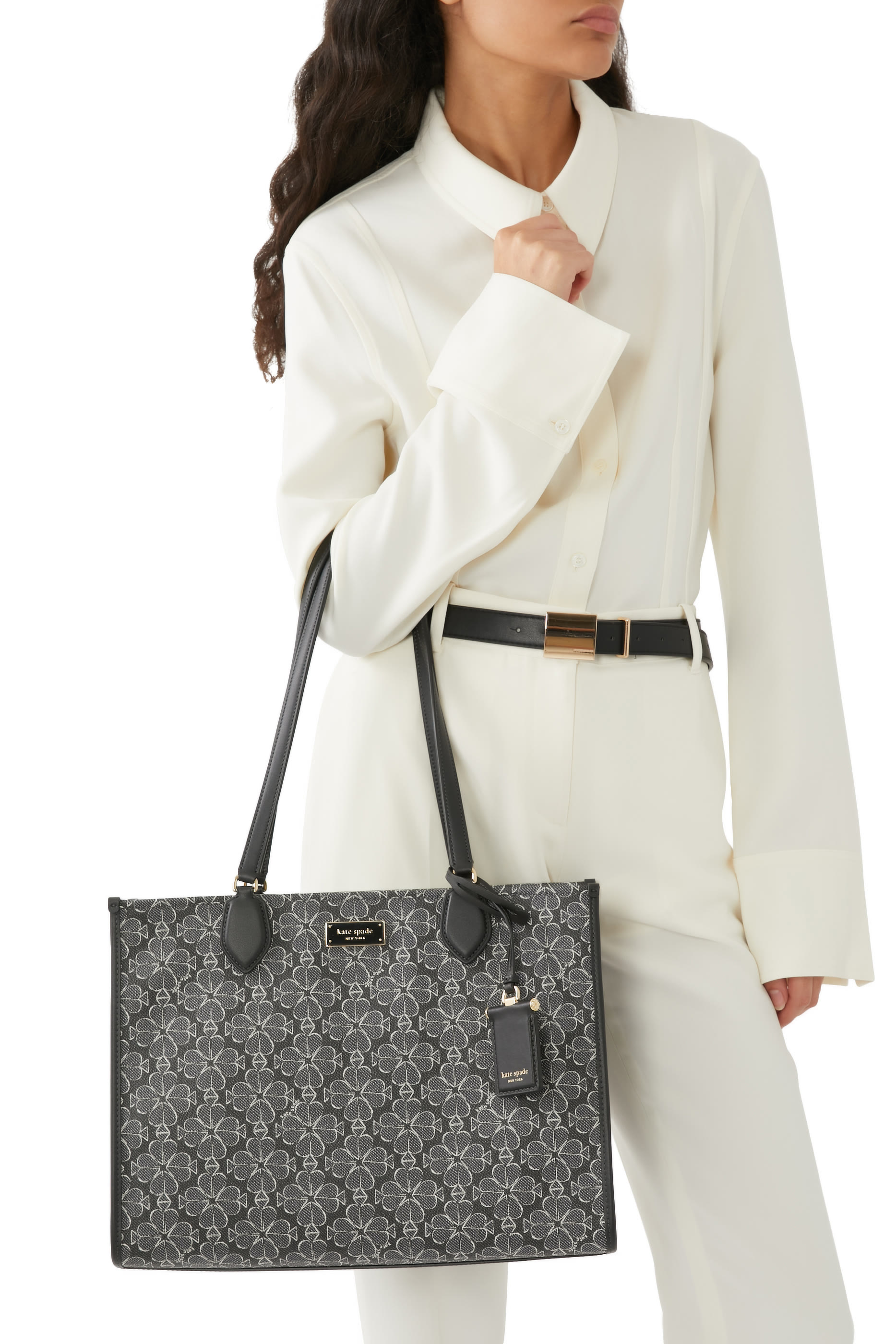 حقيبة يد مانهاتن بنقشة زهور بالشكل البستوني