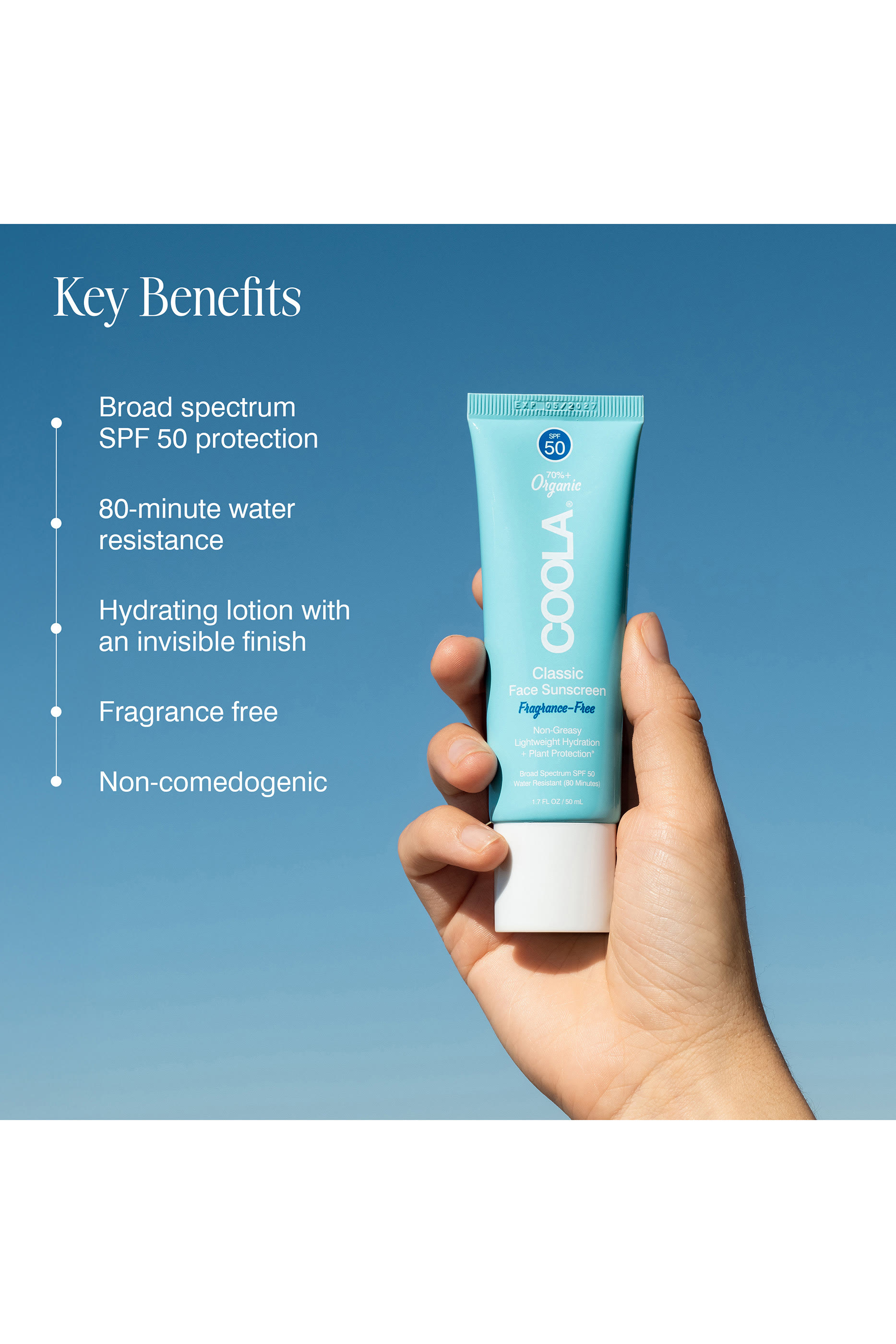 لوشن كلاسيك عضوي لحماية الوجه من الشمس غير معطر SPF50