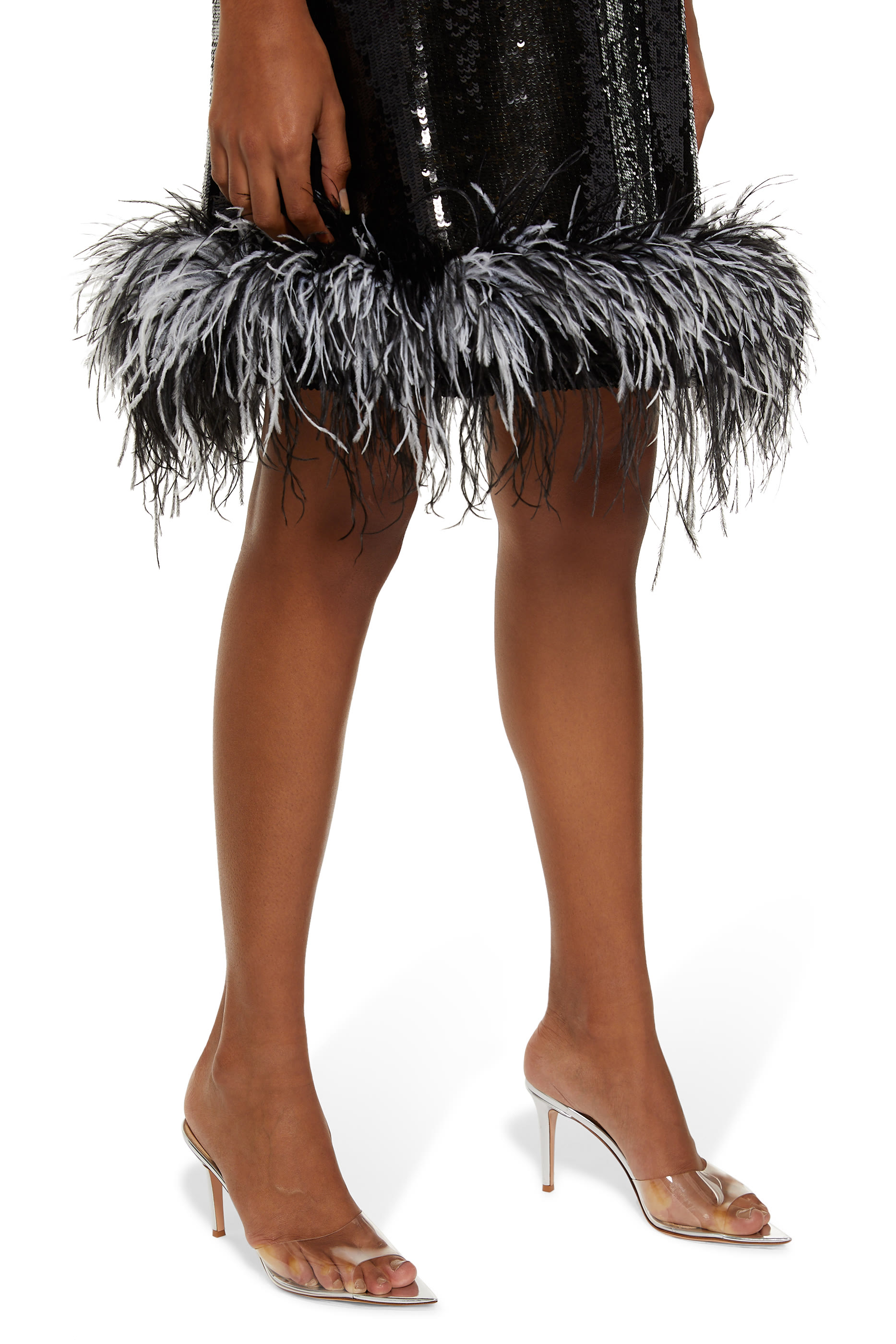 حذاء إيل 85 مفتوح جلد لامع بأجزاء شفافة