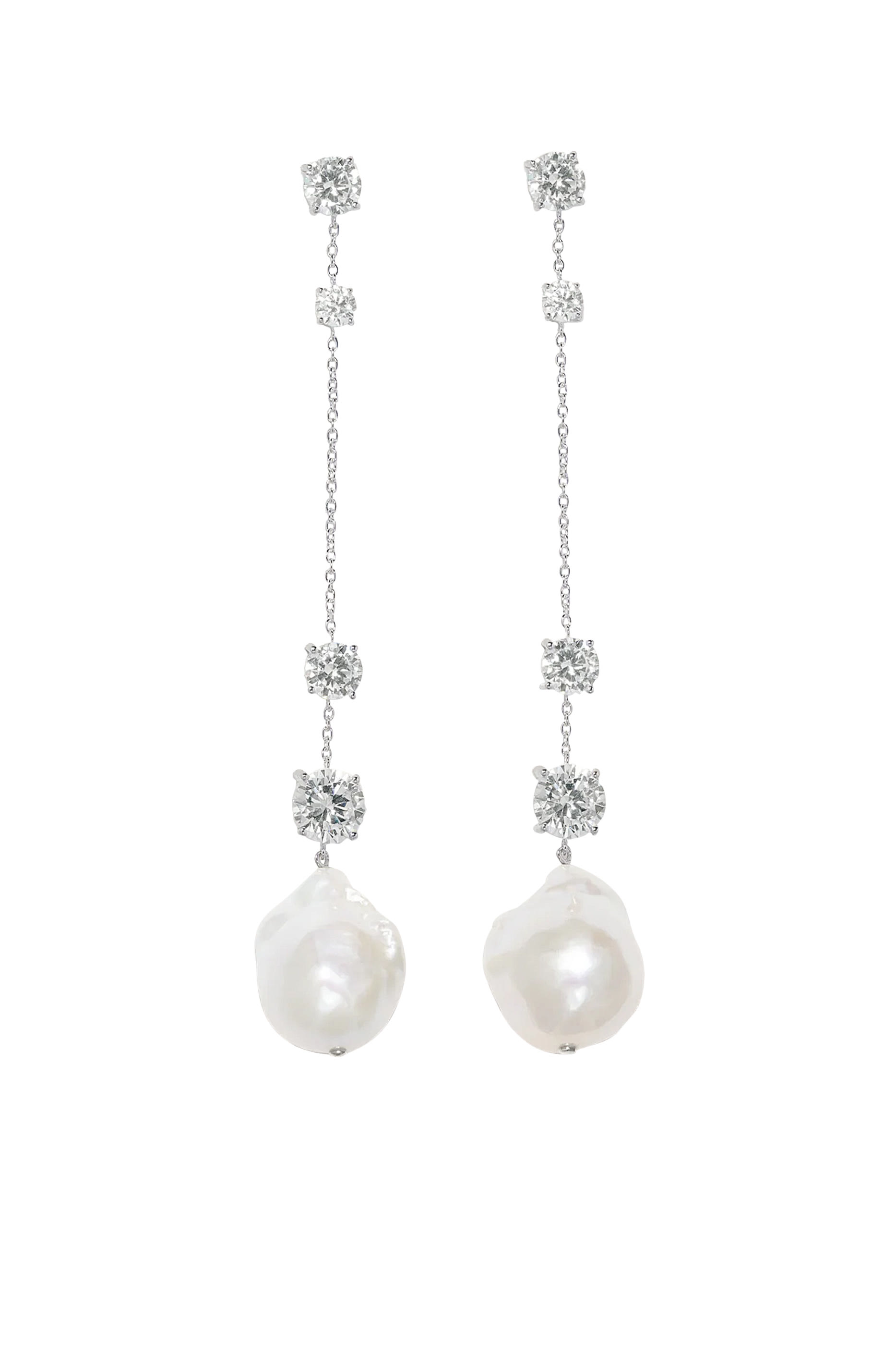 أقراط متدلية مرصعة بأحجار زركونيا مكعبة، فضة استرلينية معاد تدويرها مطلية بروديوم