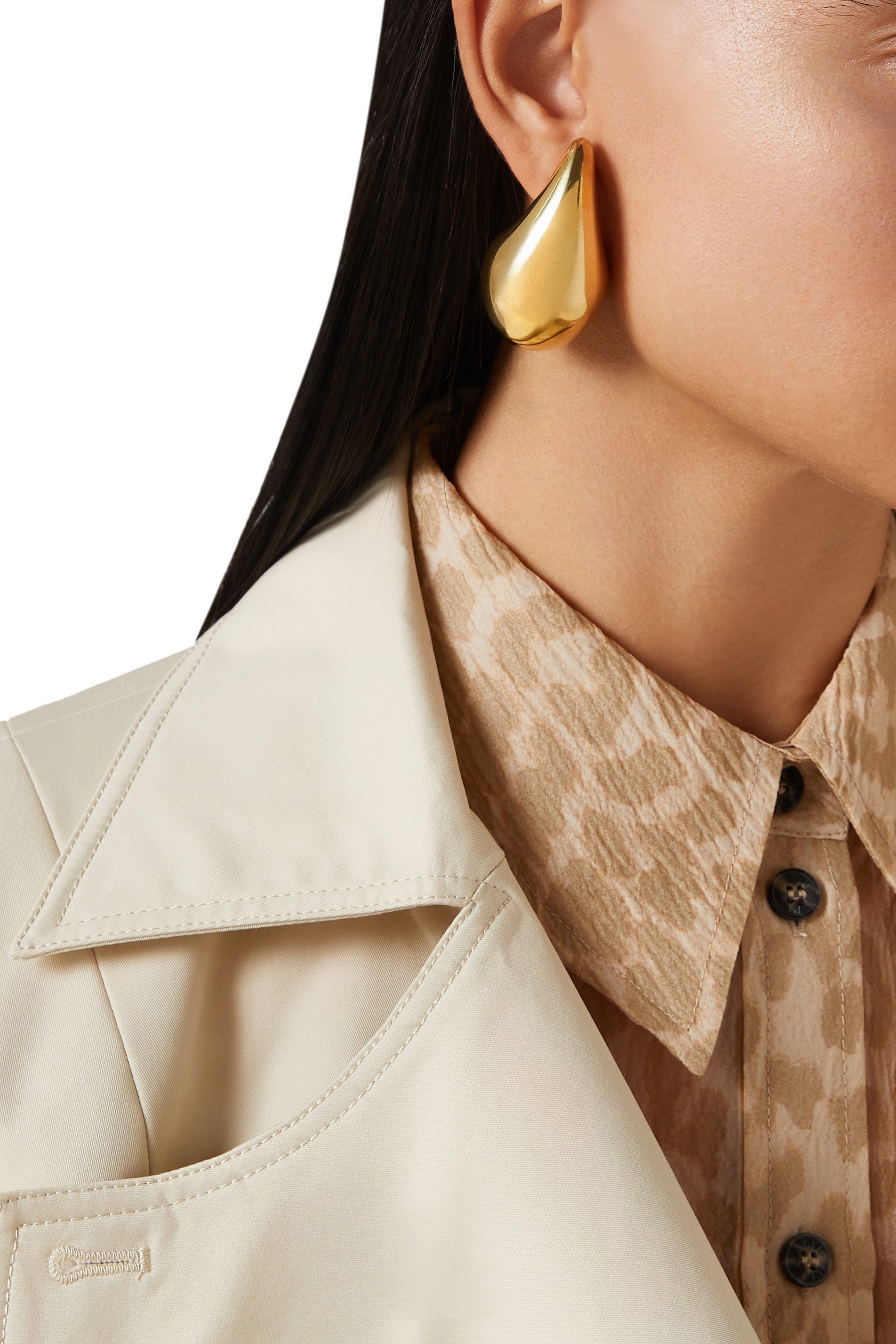 أقراط كبيرة متدلية فضة إسترلينية مطلية بذهب عيار 18