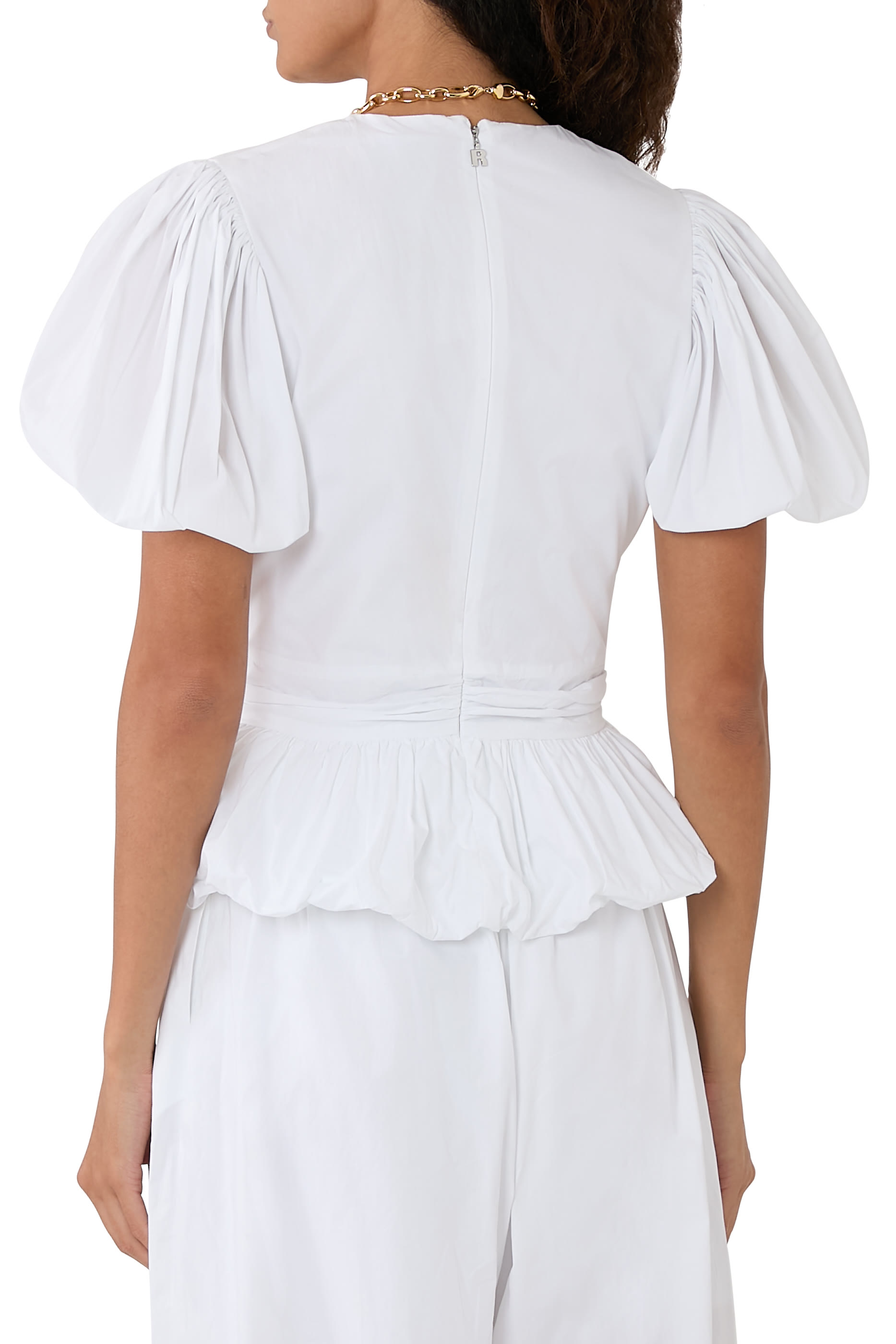 بلوزة أليكس بحافة جرس قطن بوبلين