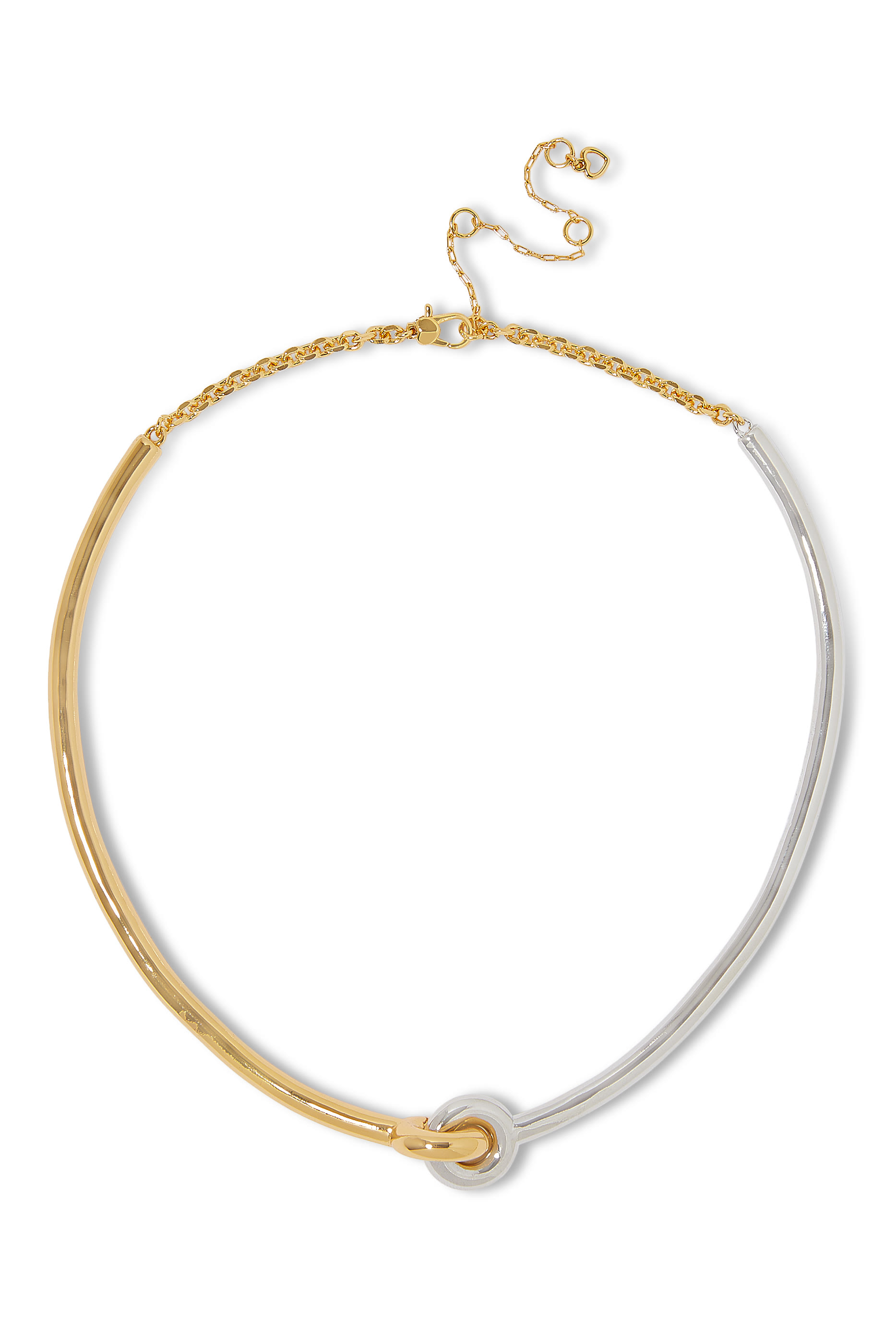 قلادة رقبة بحلية بتصميم متداخل، معدن مطلي وأحجار زركونيا مكعبة