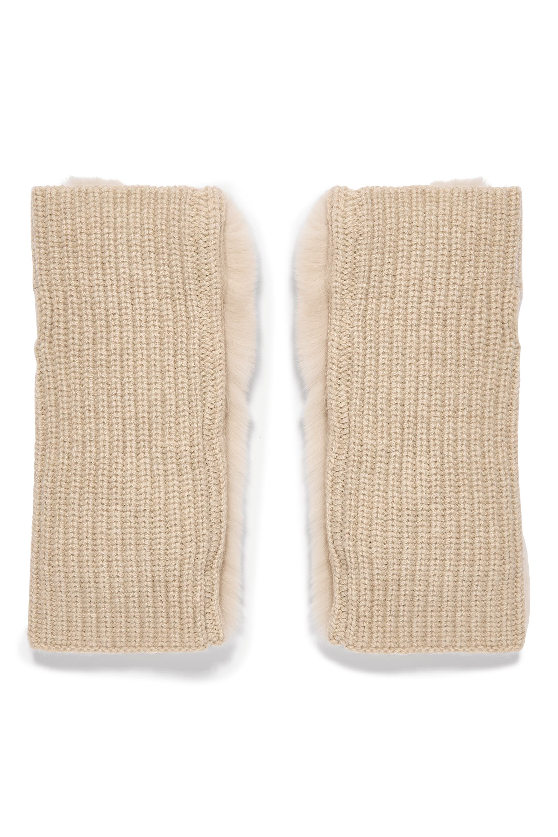 قفازات بلا أصابع نسيج كشمير وصوف وفرو أرنب ريكس