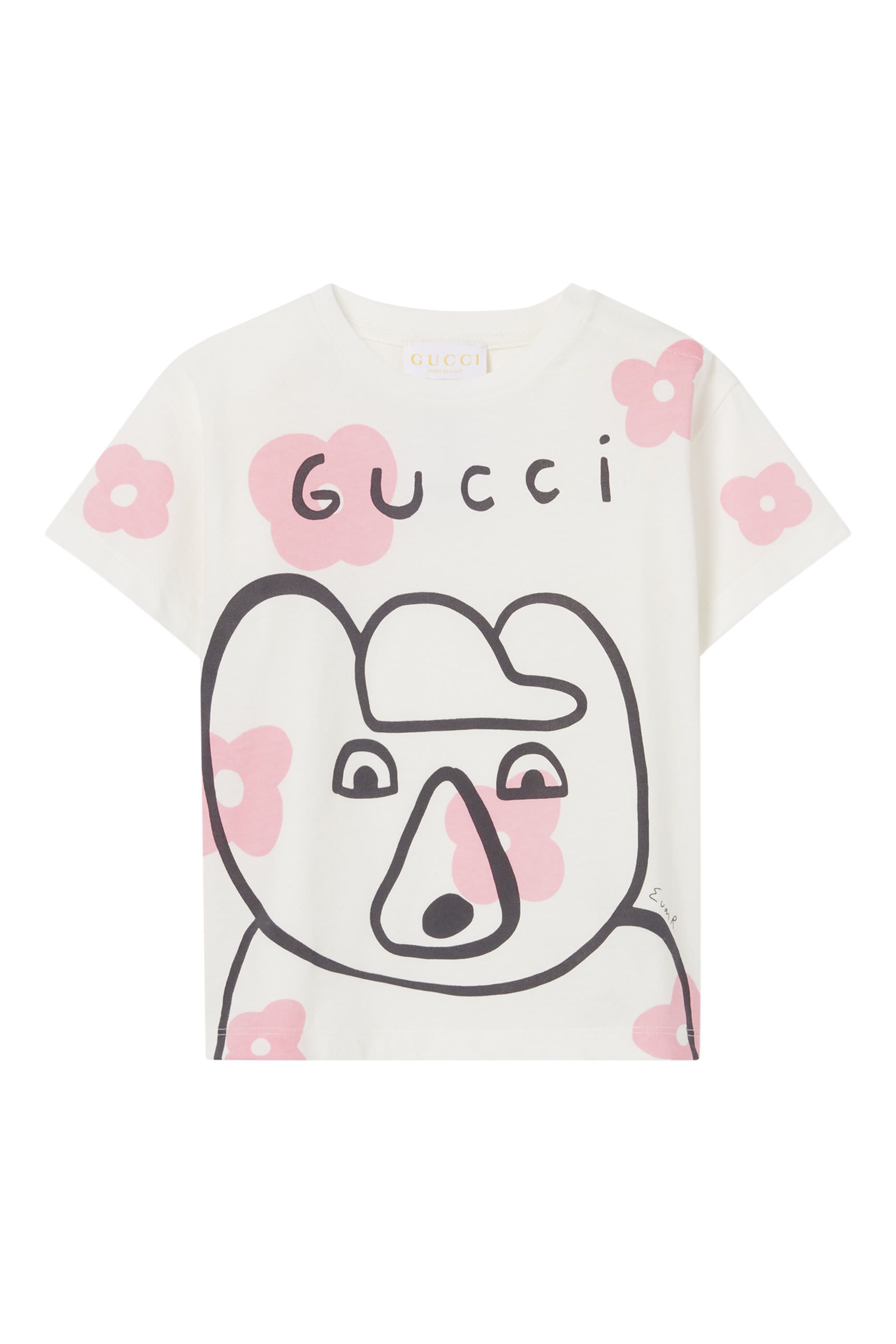 تيشيرت بنقشة شعار الماركة قطن للأطفال