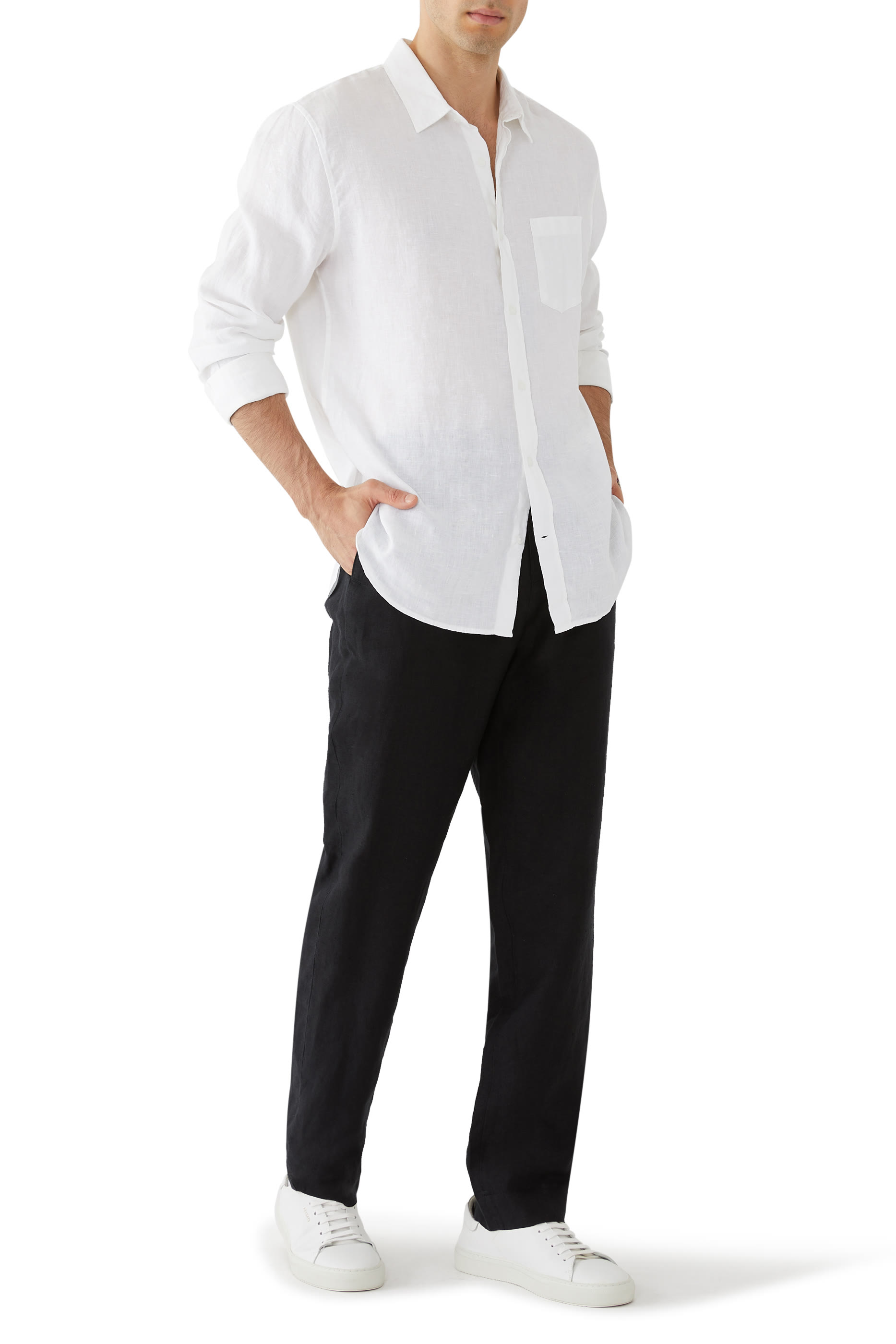 قميص بأكمام طويلة كتان