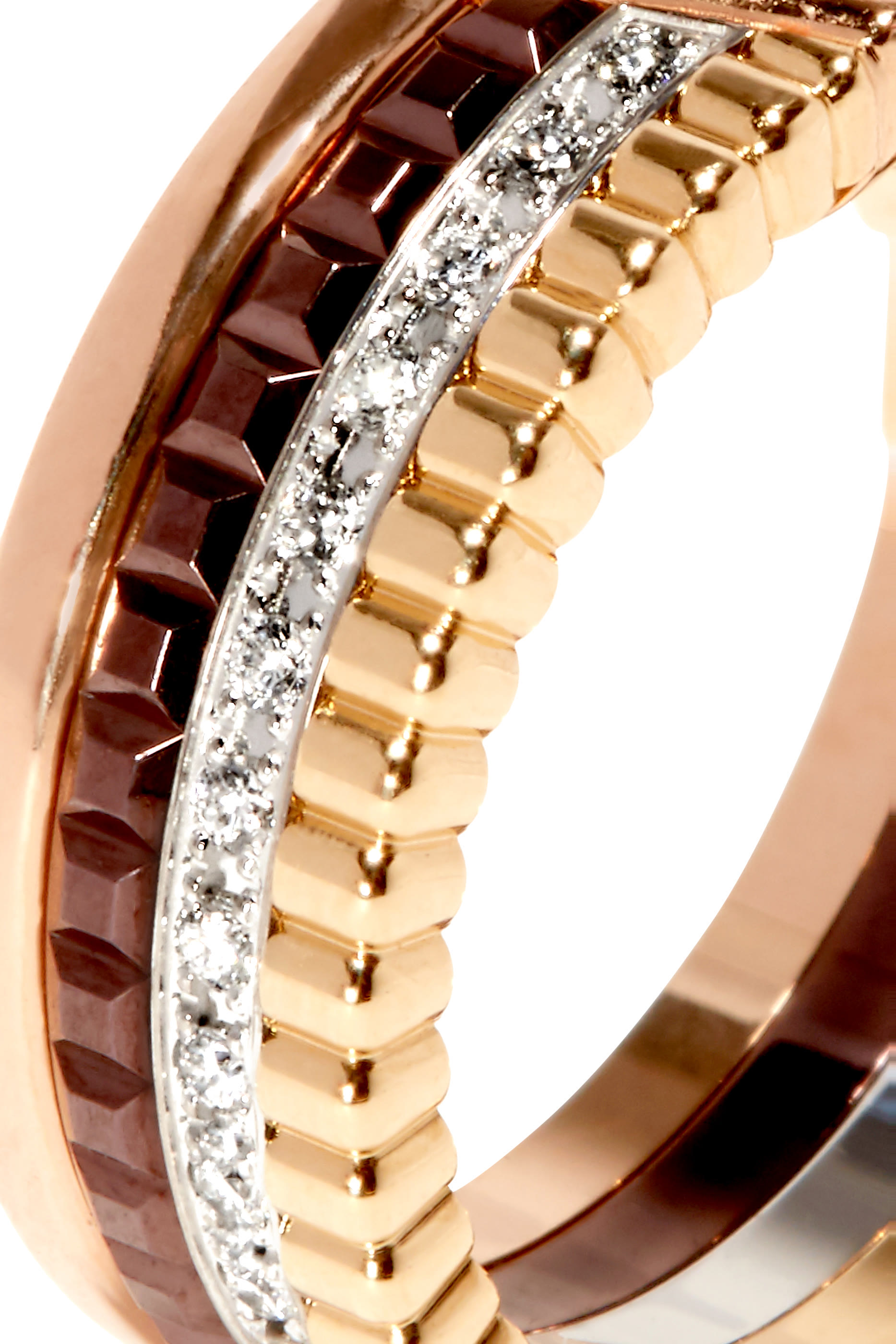 اقراط كواتر كلاسيك هوب مرصعة بالماس ذهب مختلط 