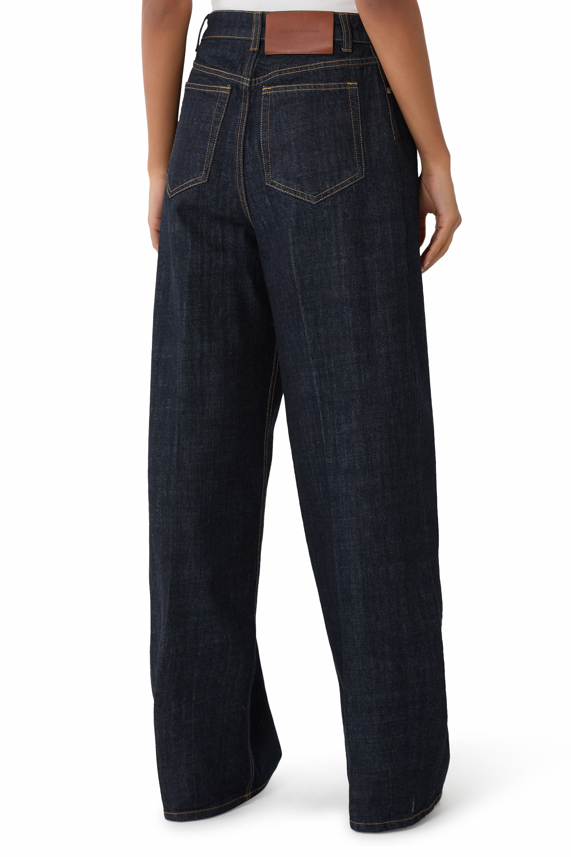 بنطال جينز بخصر مرتفع مزموم